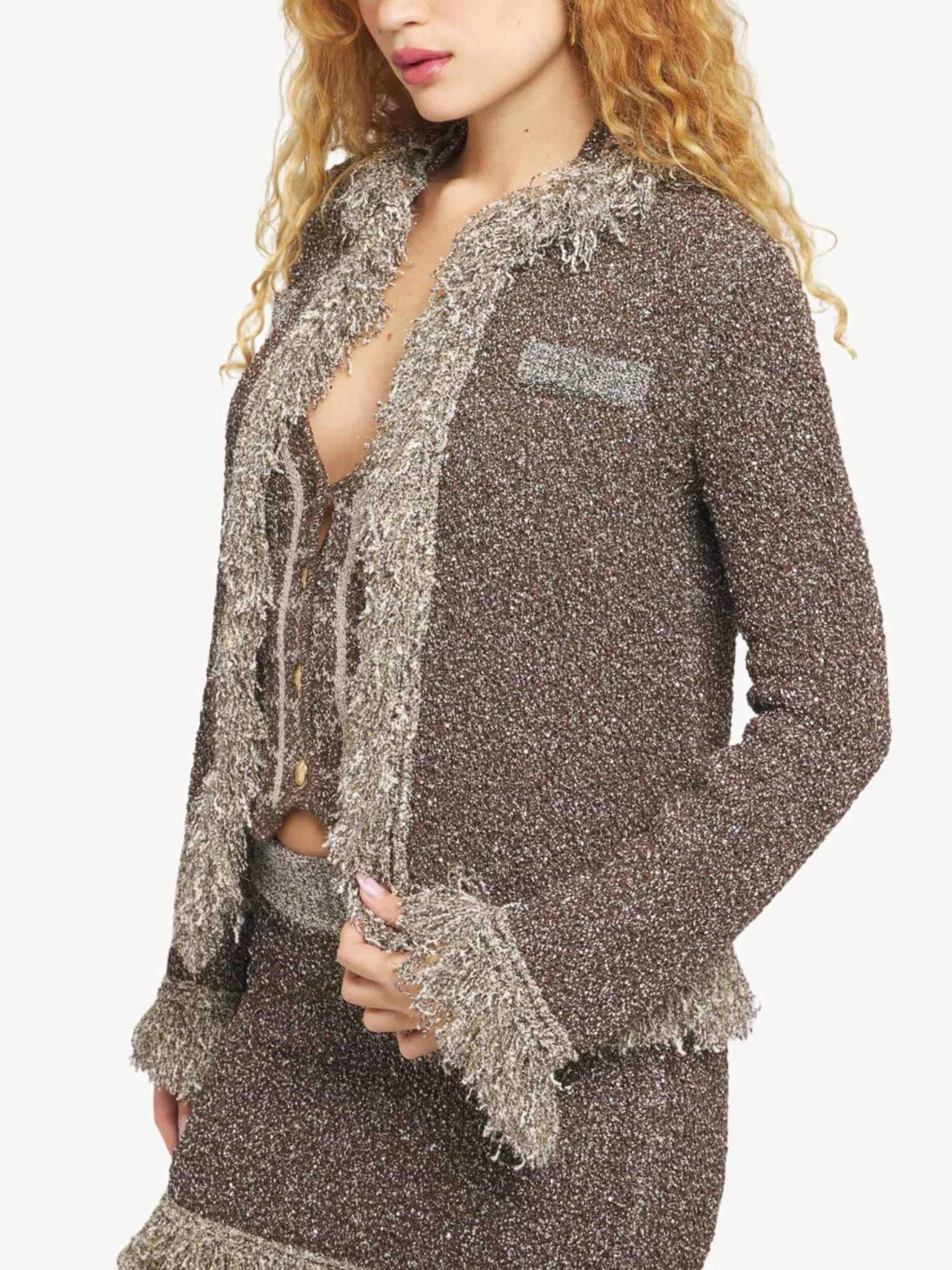 Bianca Fringed Jacket - Tobacco Sequin - Image 4
