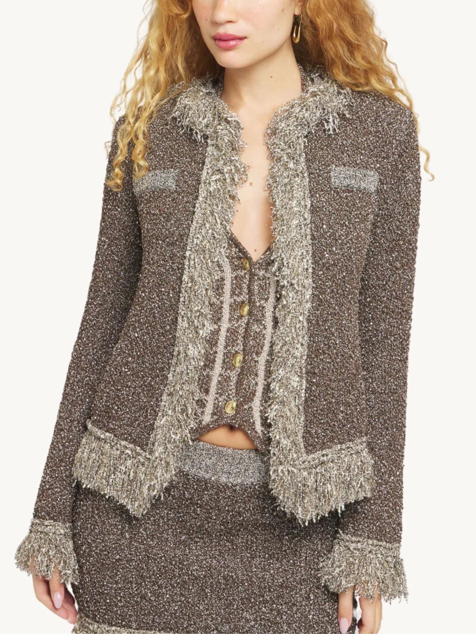 Bianca Fringed Jacket - Tobacco Sequin - Image 5