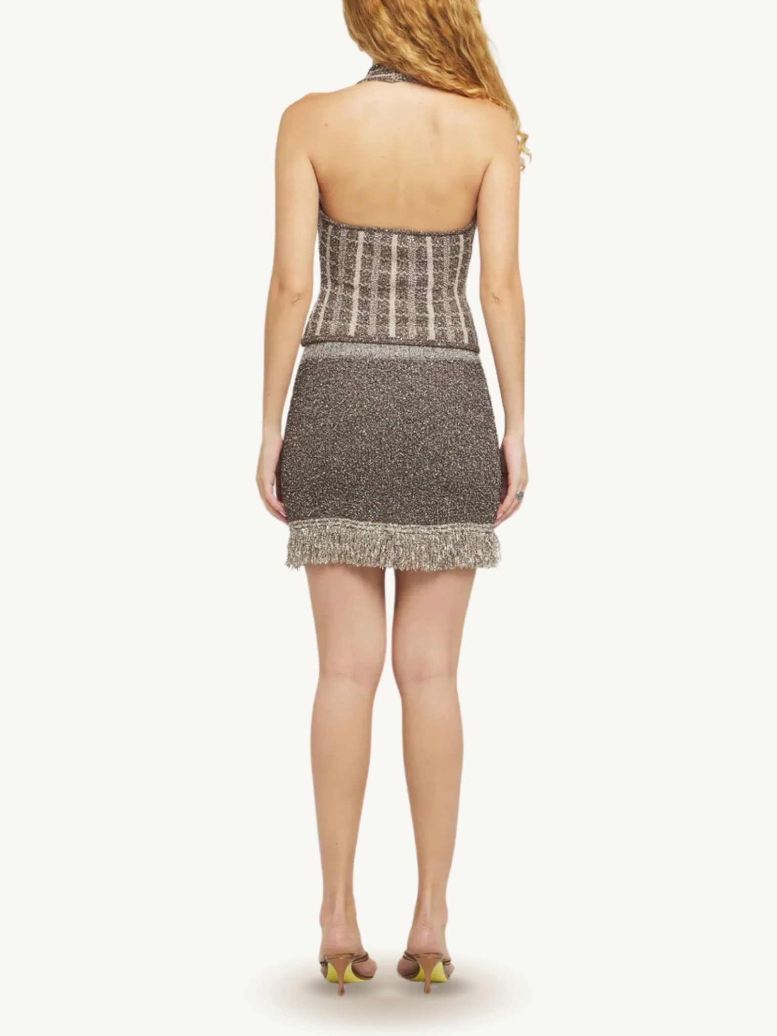 Bianca Fringed Mini Skirt - Tobacco Sequin - Image 3