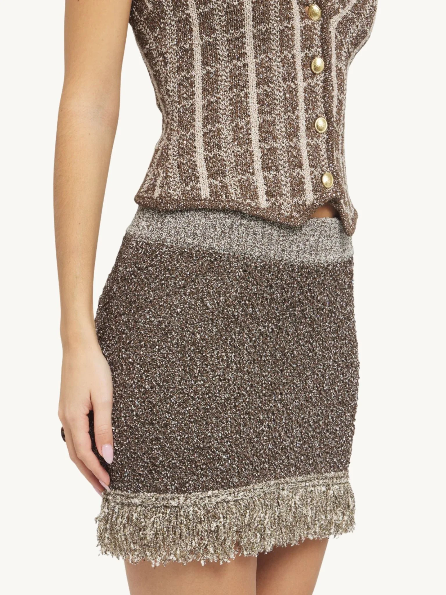Bianca Fringed Mini Skirt - Tobacco Sequin - Image 4