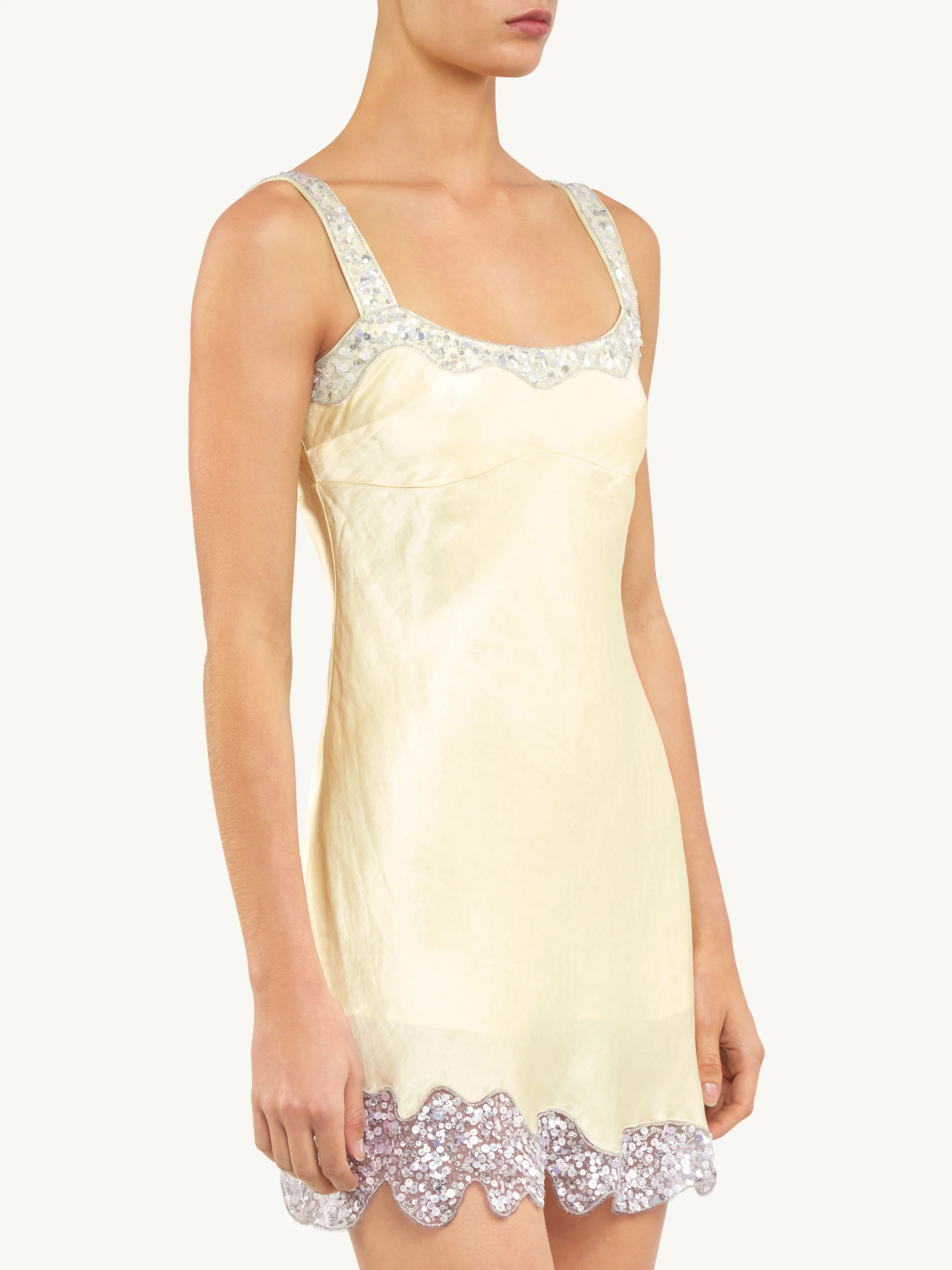 Nikolina Hand Beaded Mini Dress - Butter Yellow - Petite - Image 4