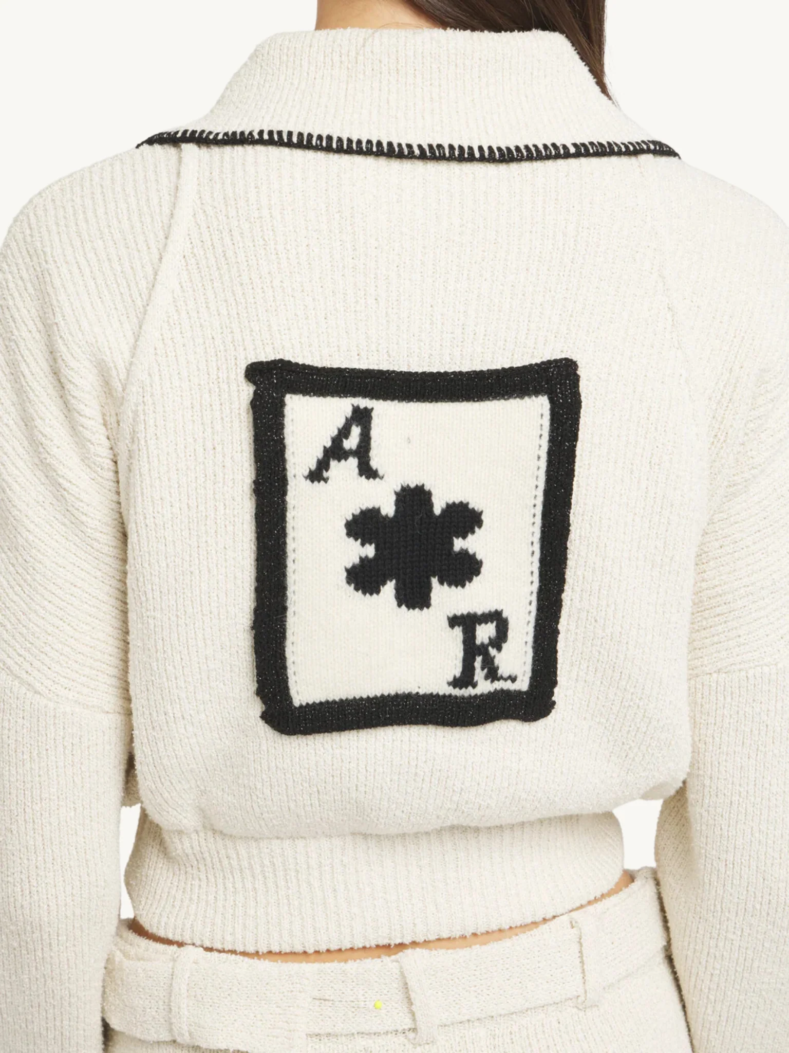 Voyager Knitted Bomber Jacket - Ivory - Image 4