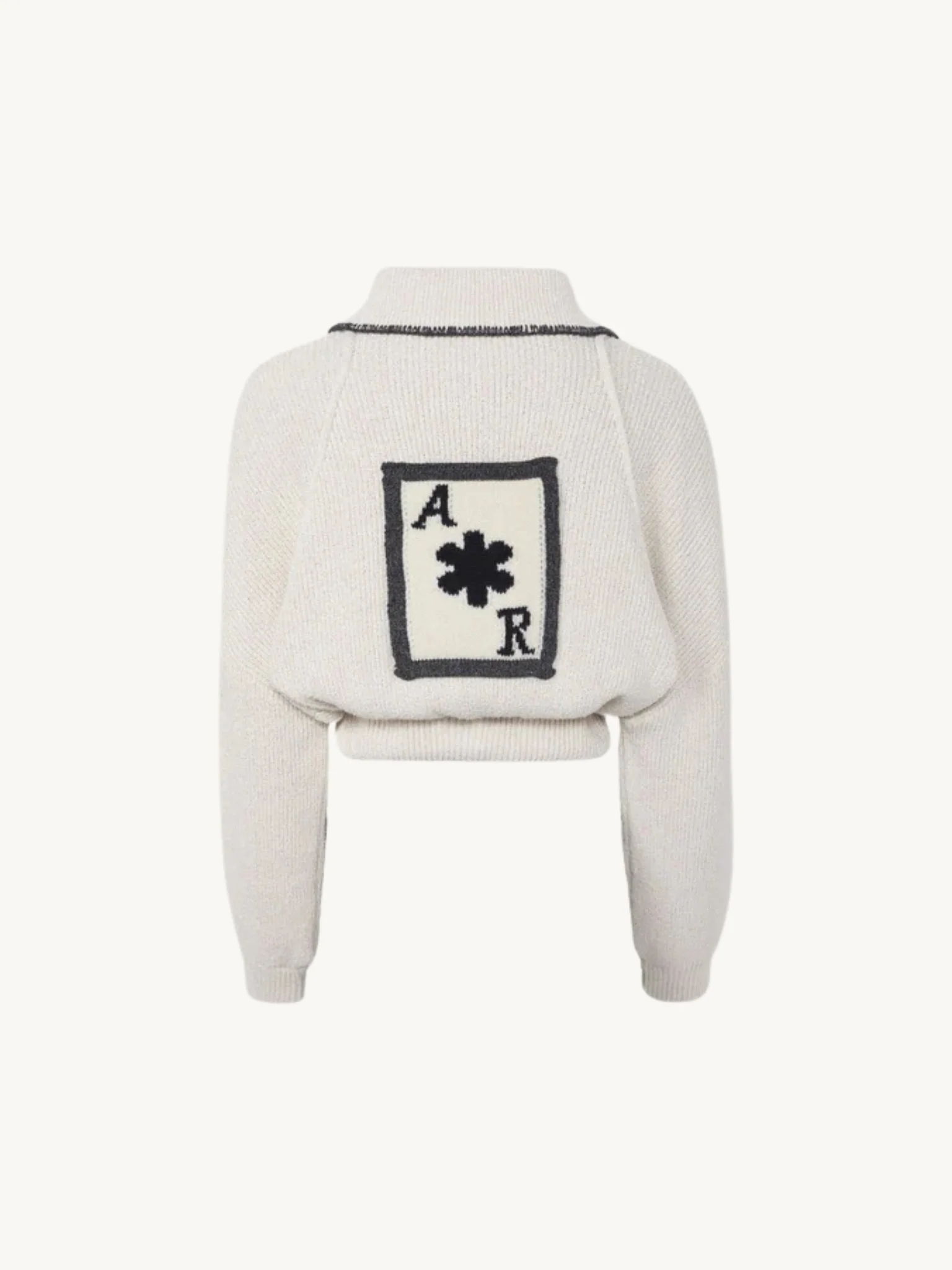 Voyager Knitted Bomber Jacket - Ivory - Image 6