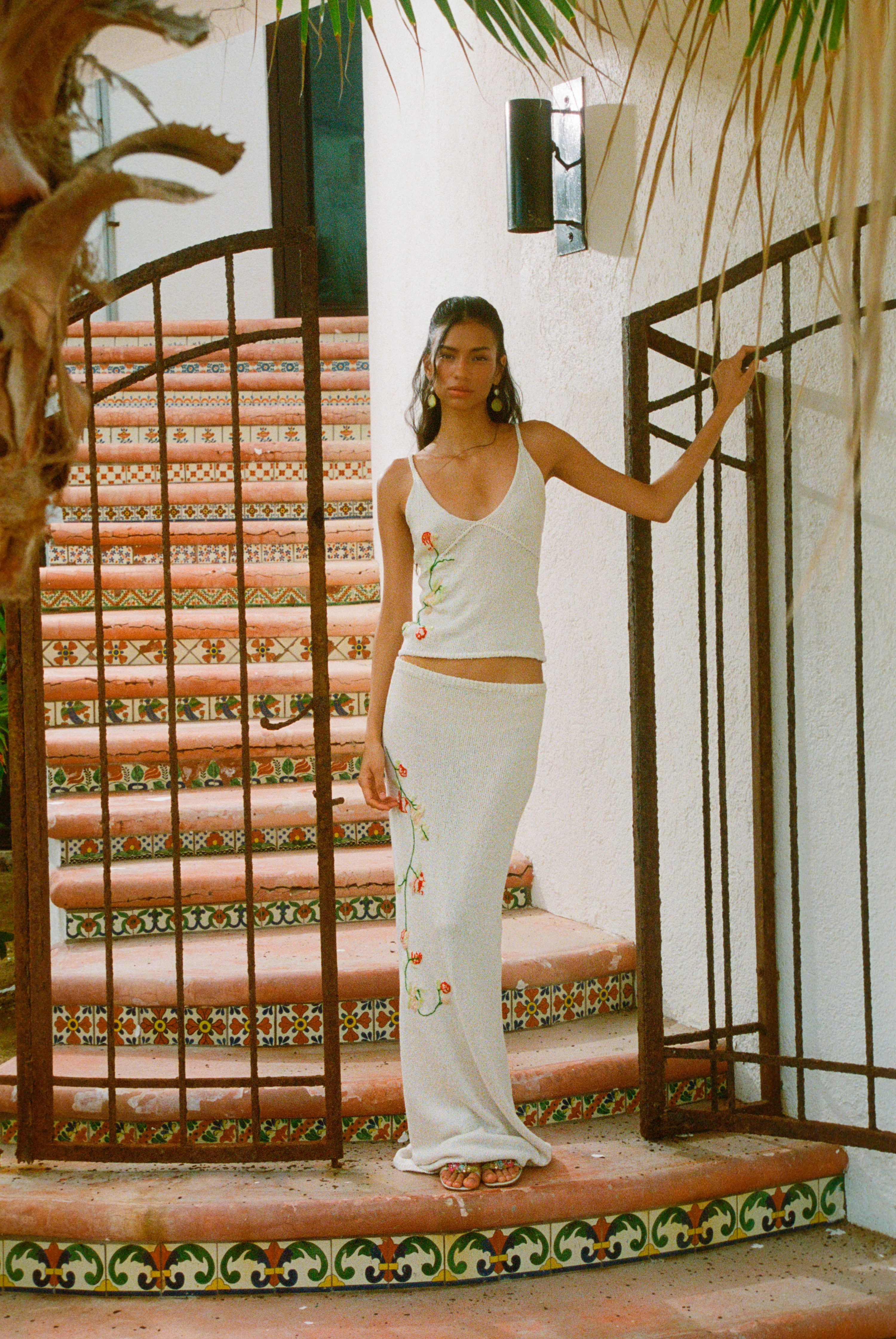 Carolina Embroidered Skirt - Star White Sequin - Image 5