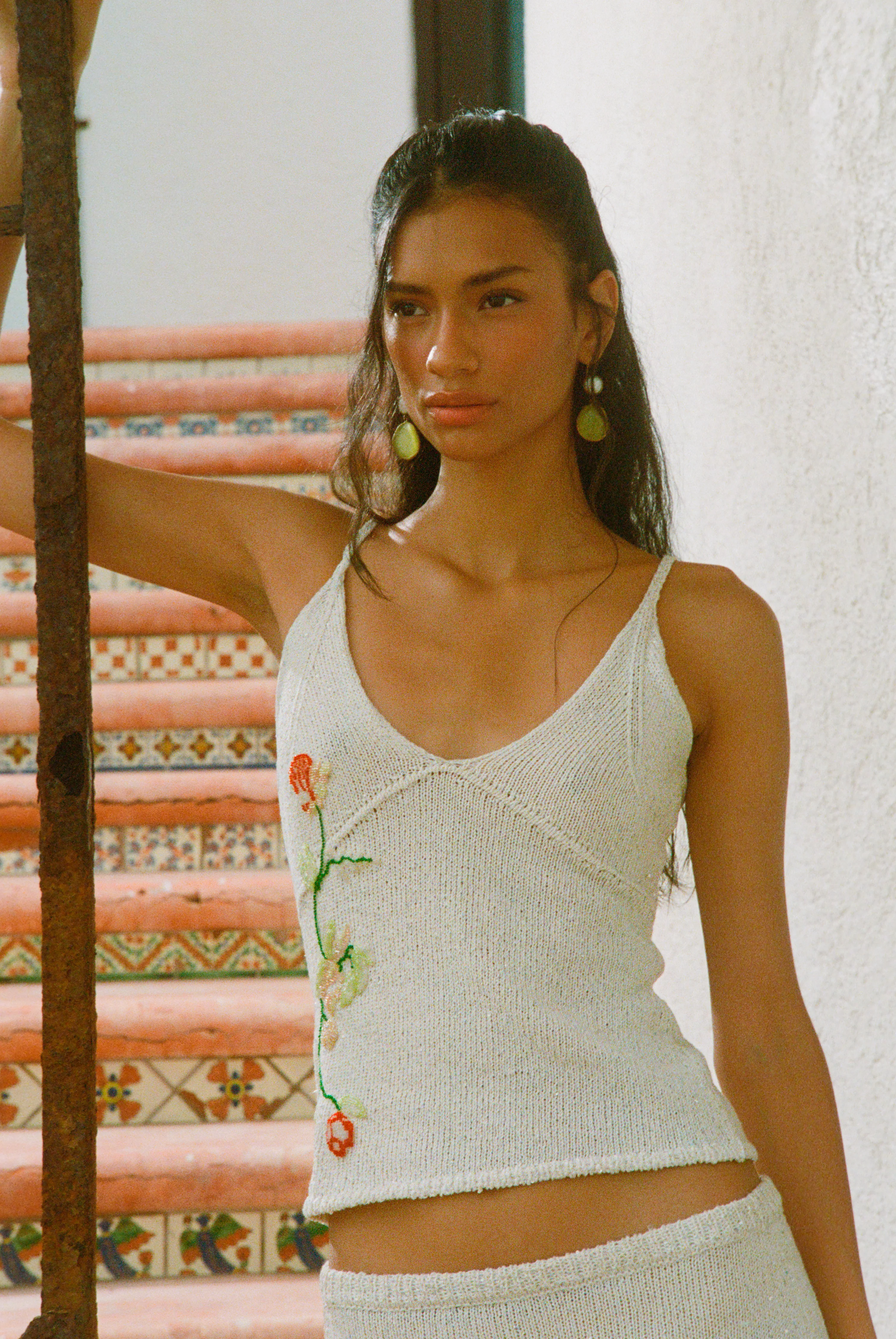 Carolina Embroidered Camisole - Star White Sequin - Image 5