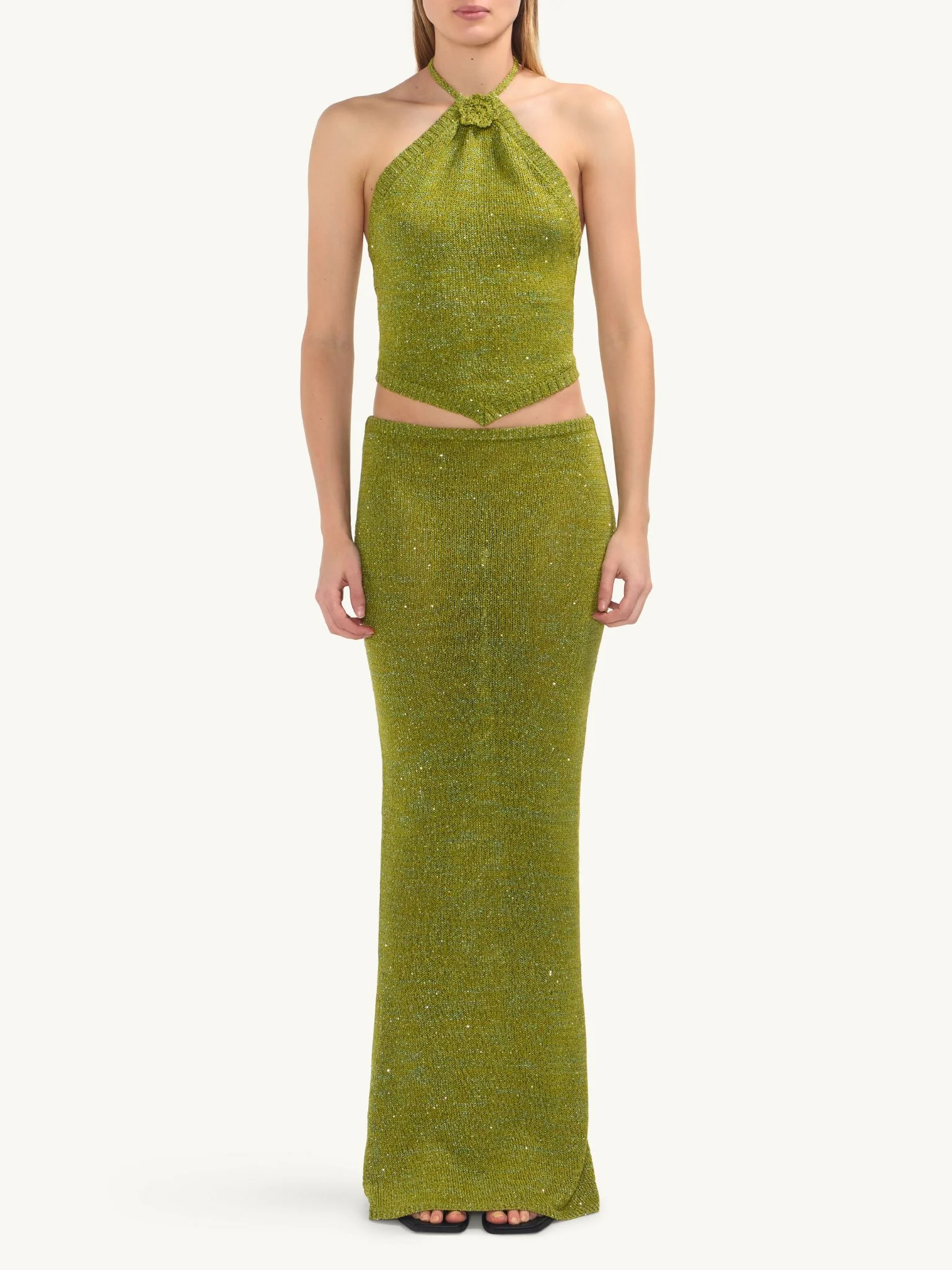 Teresa Scarf Top - Olive Oil Sequin - Image 3