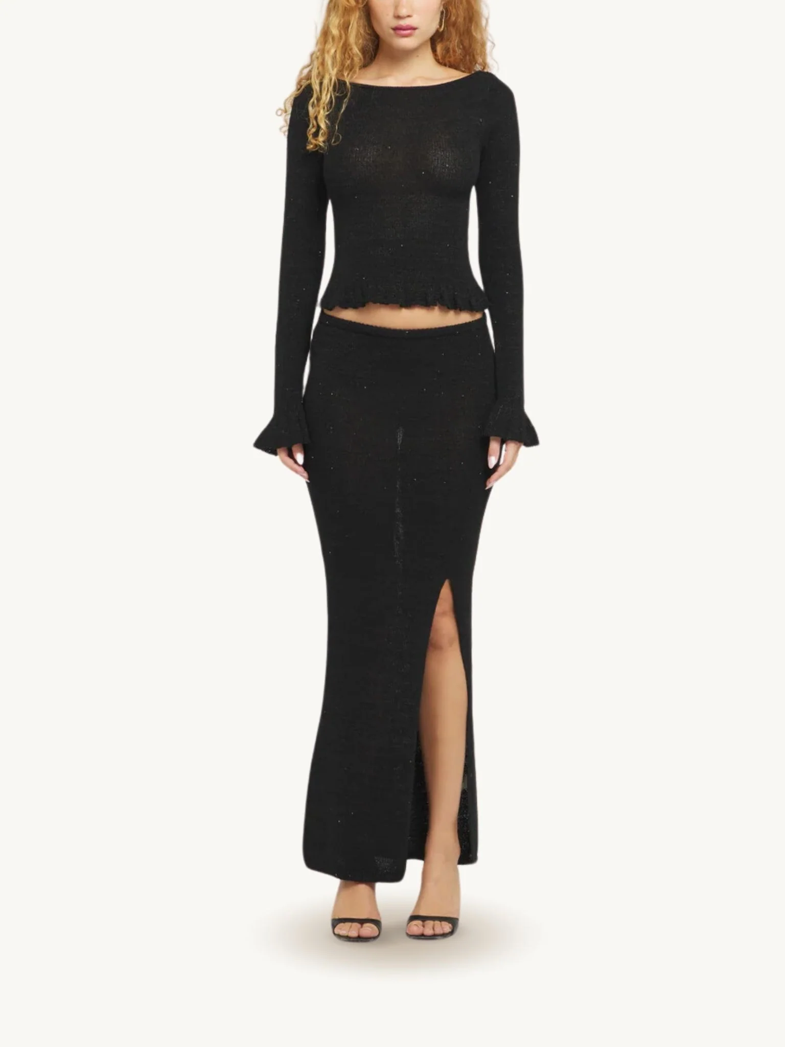 Carolina Split Skirt - Black Sequin - Image 3