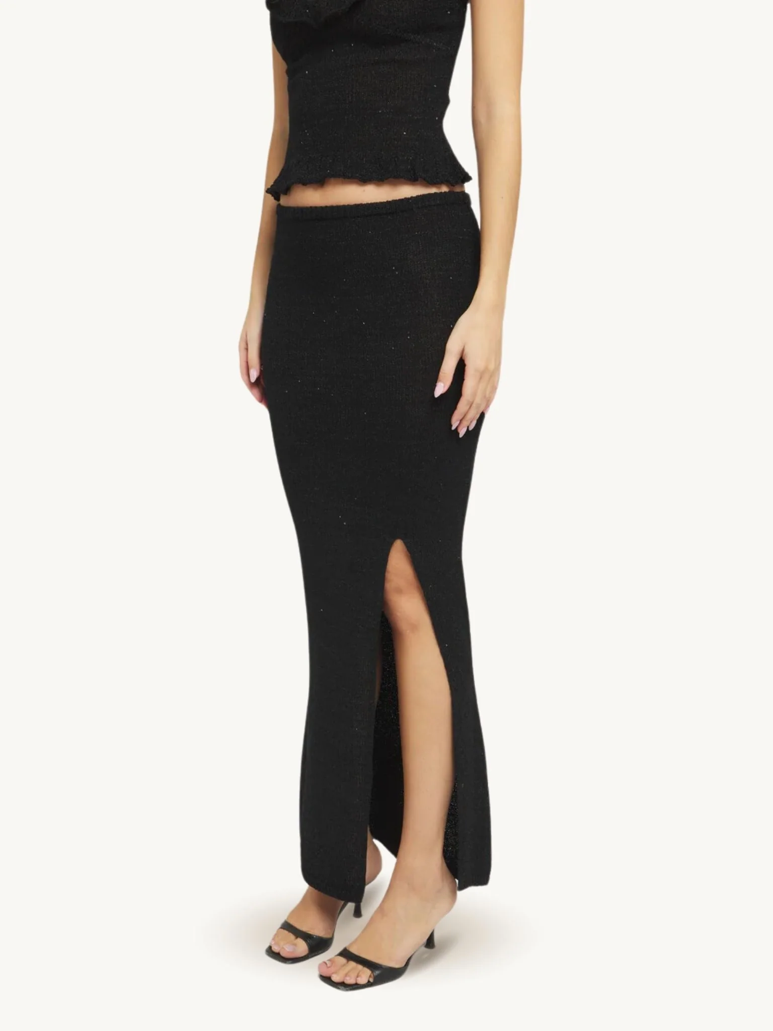 Carolina Split Skirt - Black Sequin - Image 5