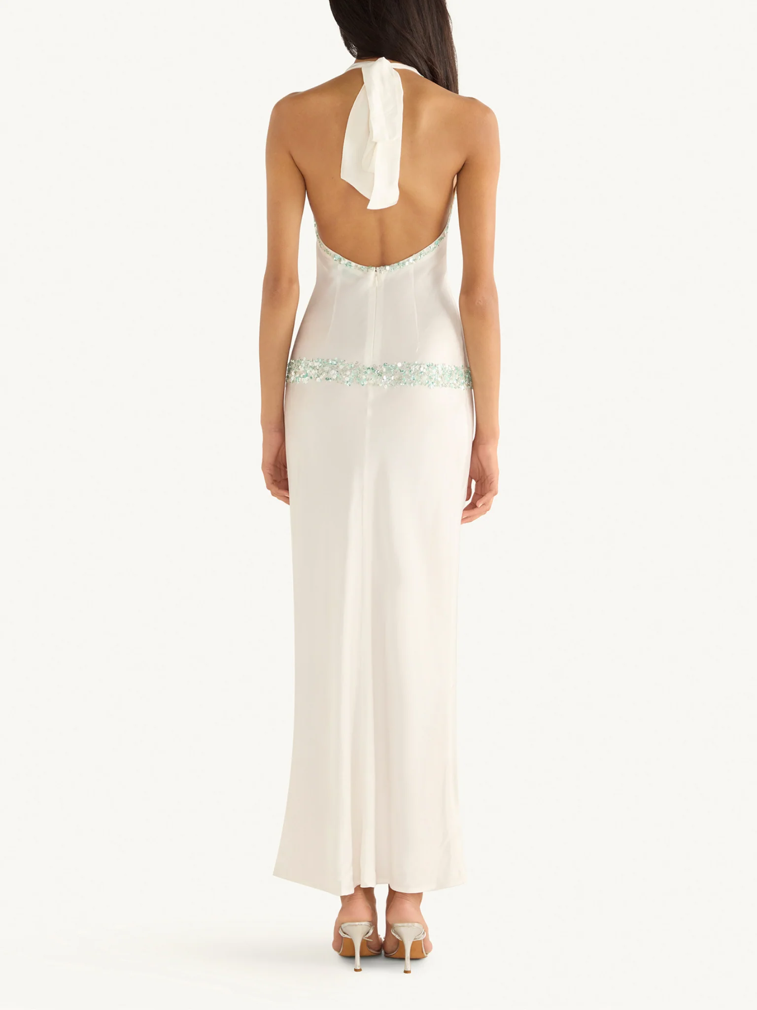 Celine Hand Beaded Dress - Salt/Swimming Pool Blue - Image 5
