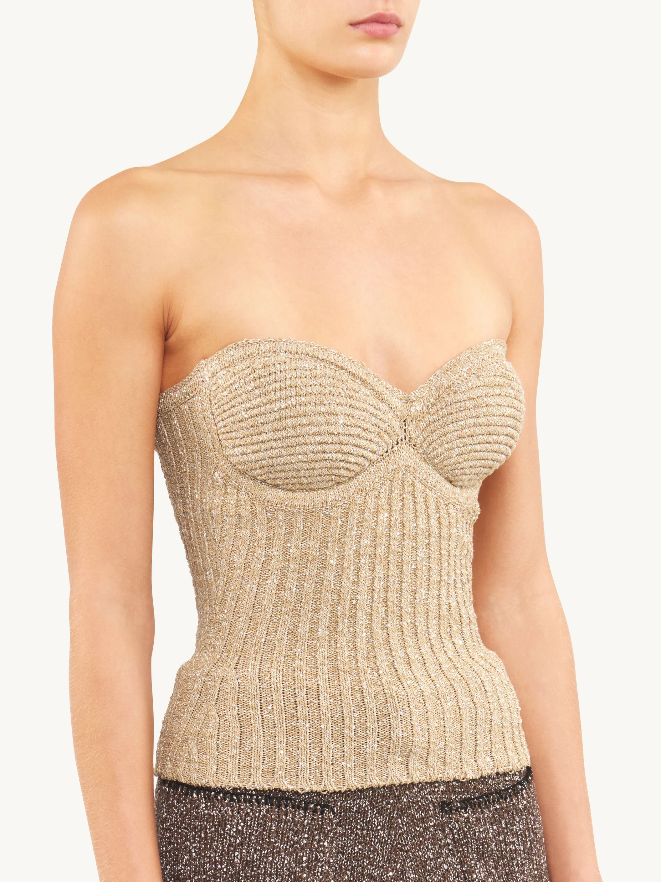 Colette Knitted Corset - Biscuit Sequin - Image 3