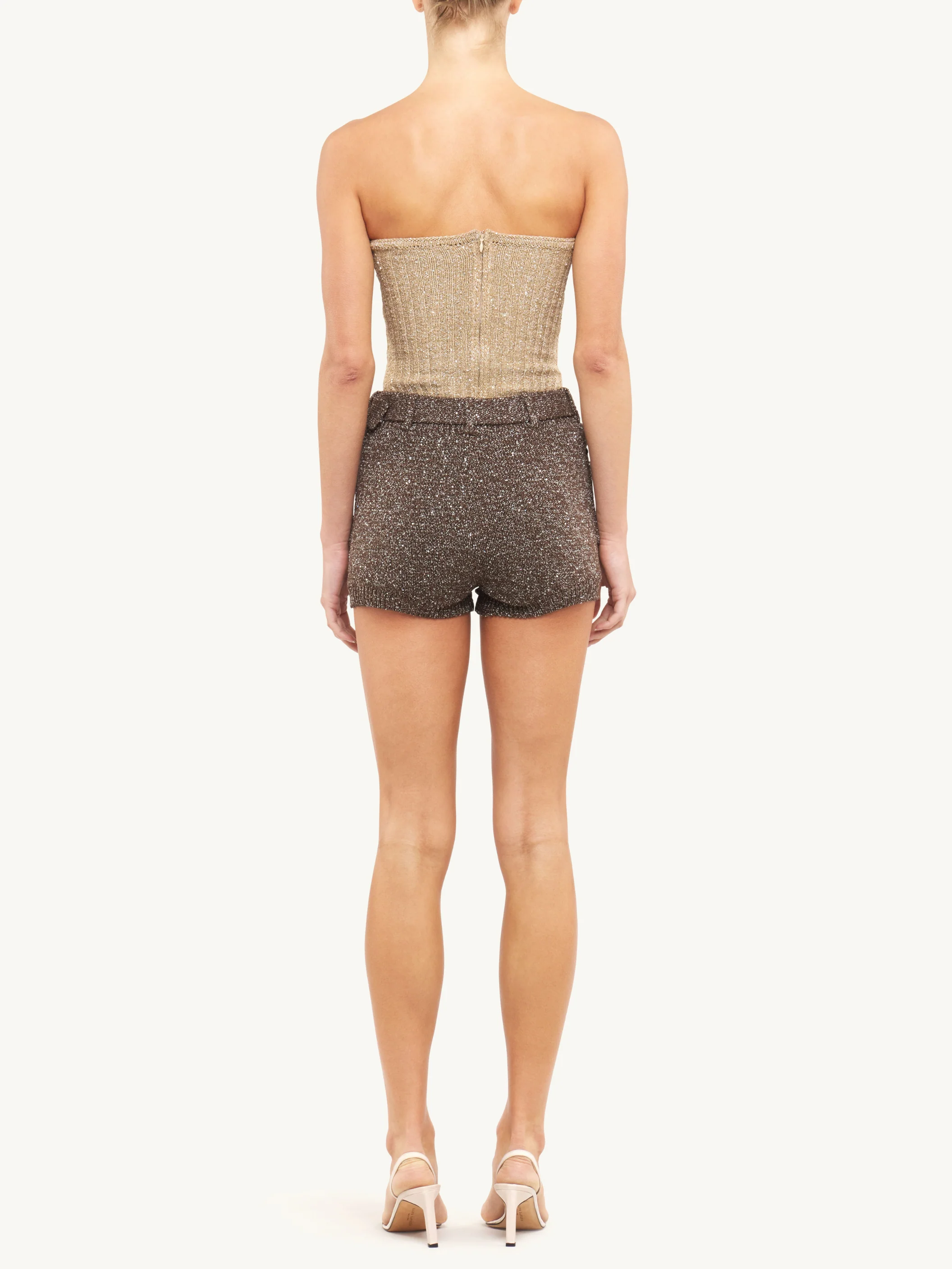 Colette Knitted Corset - Biscuit Sequin - Image 5