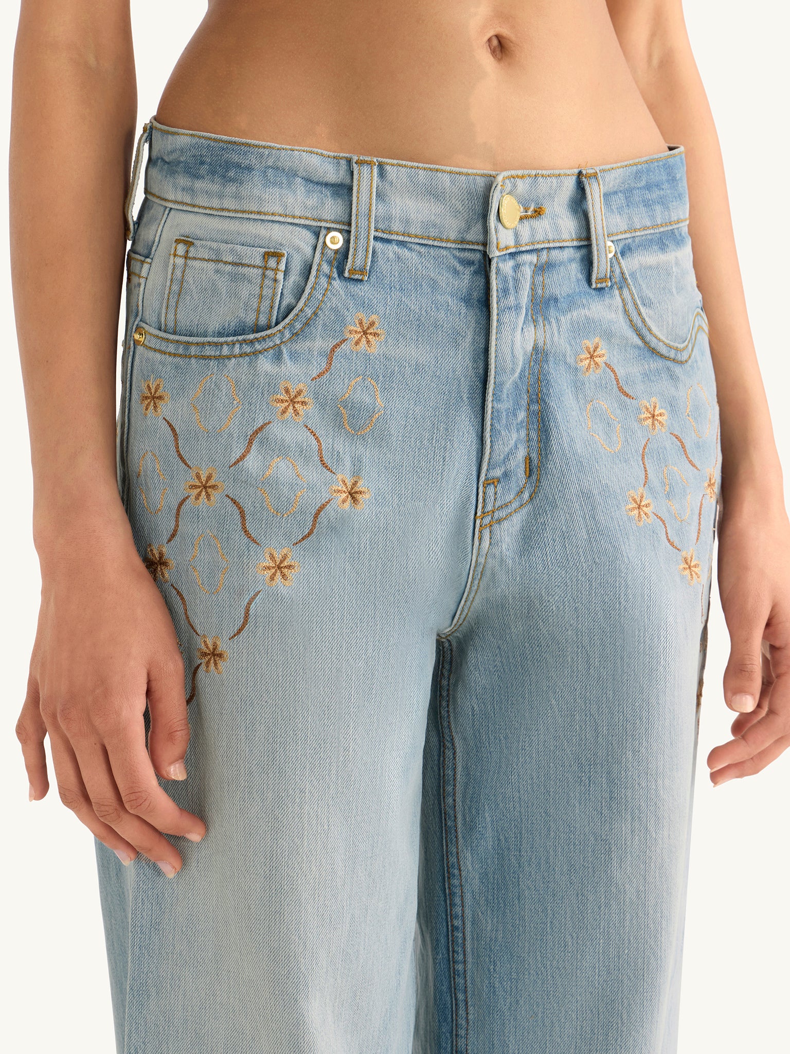 Helena Embroidered Jean - Light Blue - Image 3