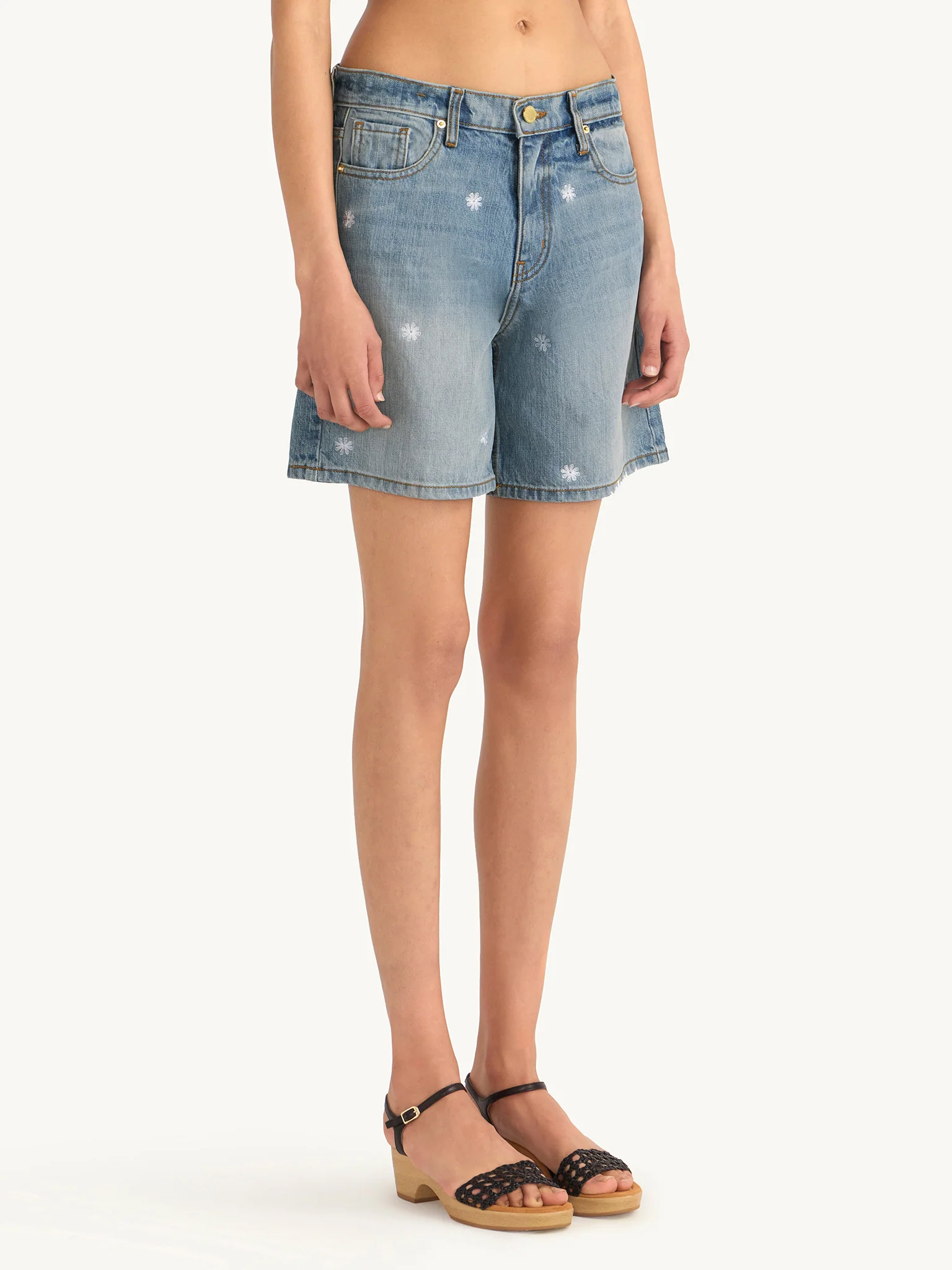 Jas Embroidered Denim Short - Vintage Blue - Image 4