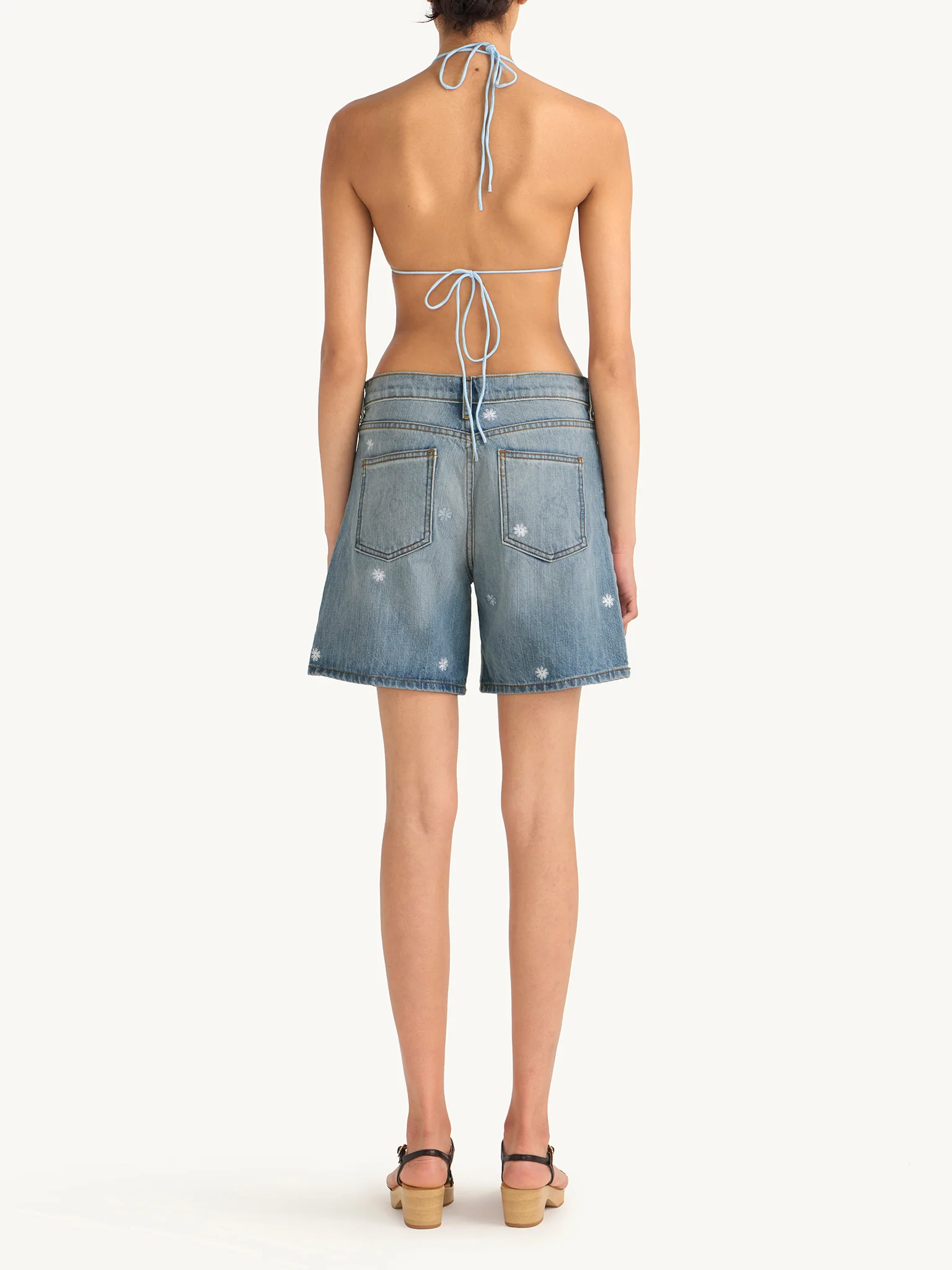 Jas Embroidered Denim Short - Vintage Blue - Image 5