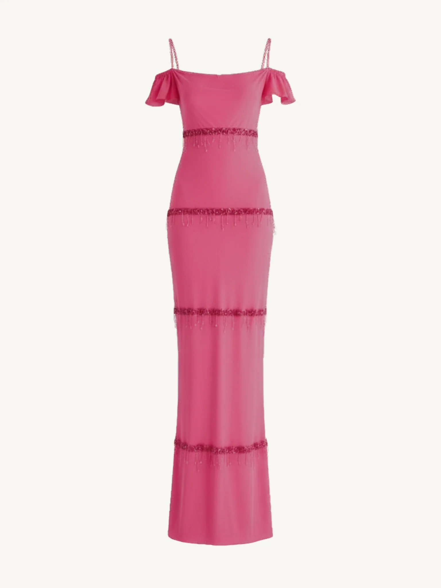 Layla Hand Beaded Gown - Geranium