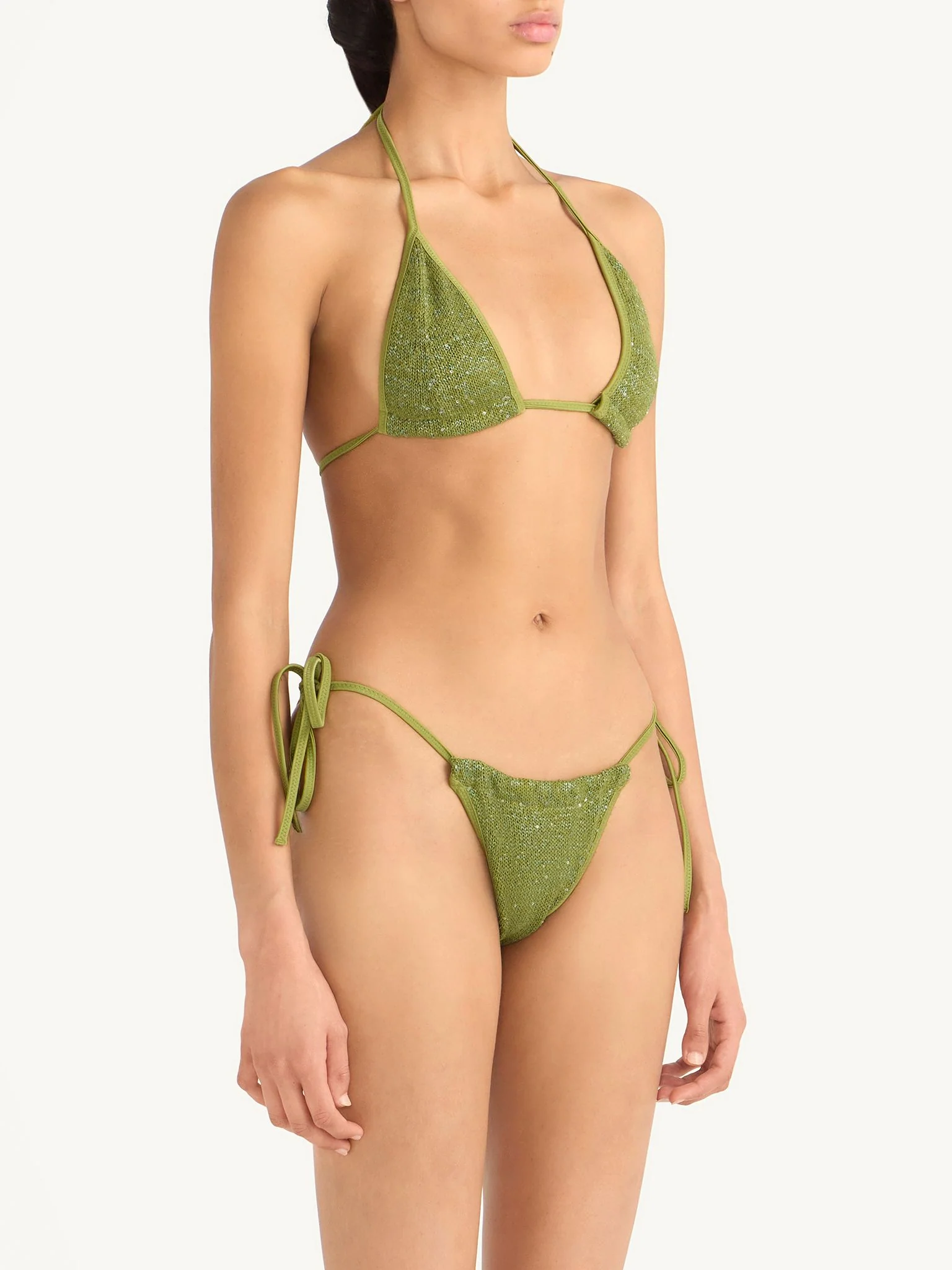 Lio Bikini Top - Olive Oil Sequin - Image 5