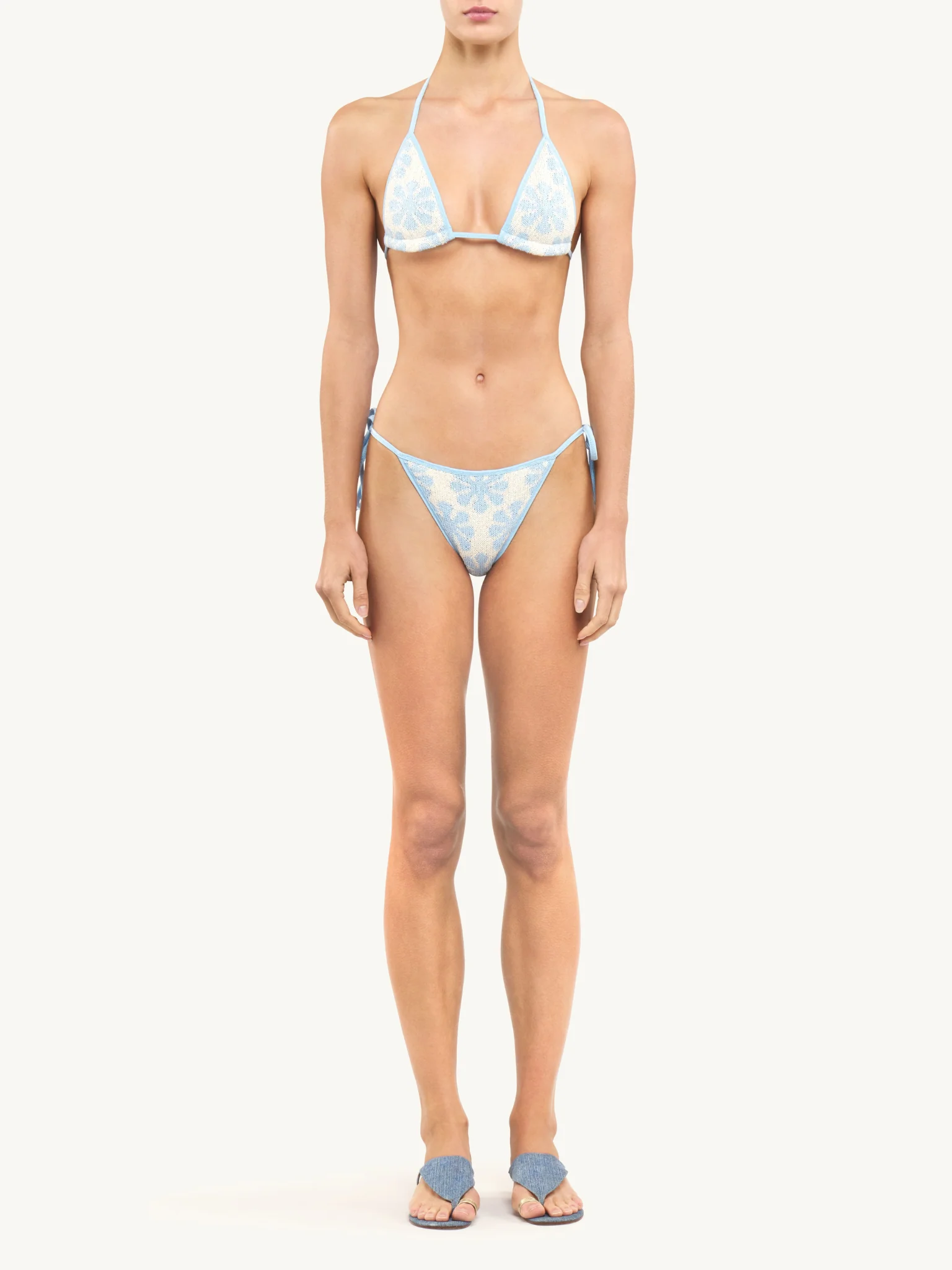 Lio Jacquard Bikini Top - Salt/Sky Blue Delilah Sequin - Image 4