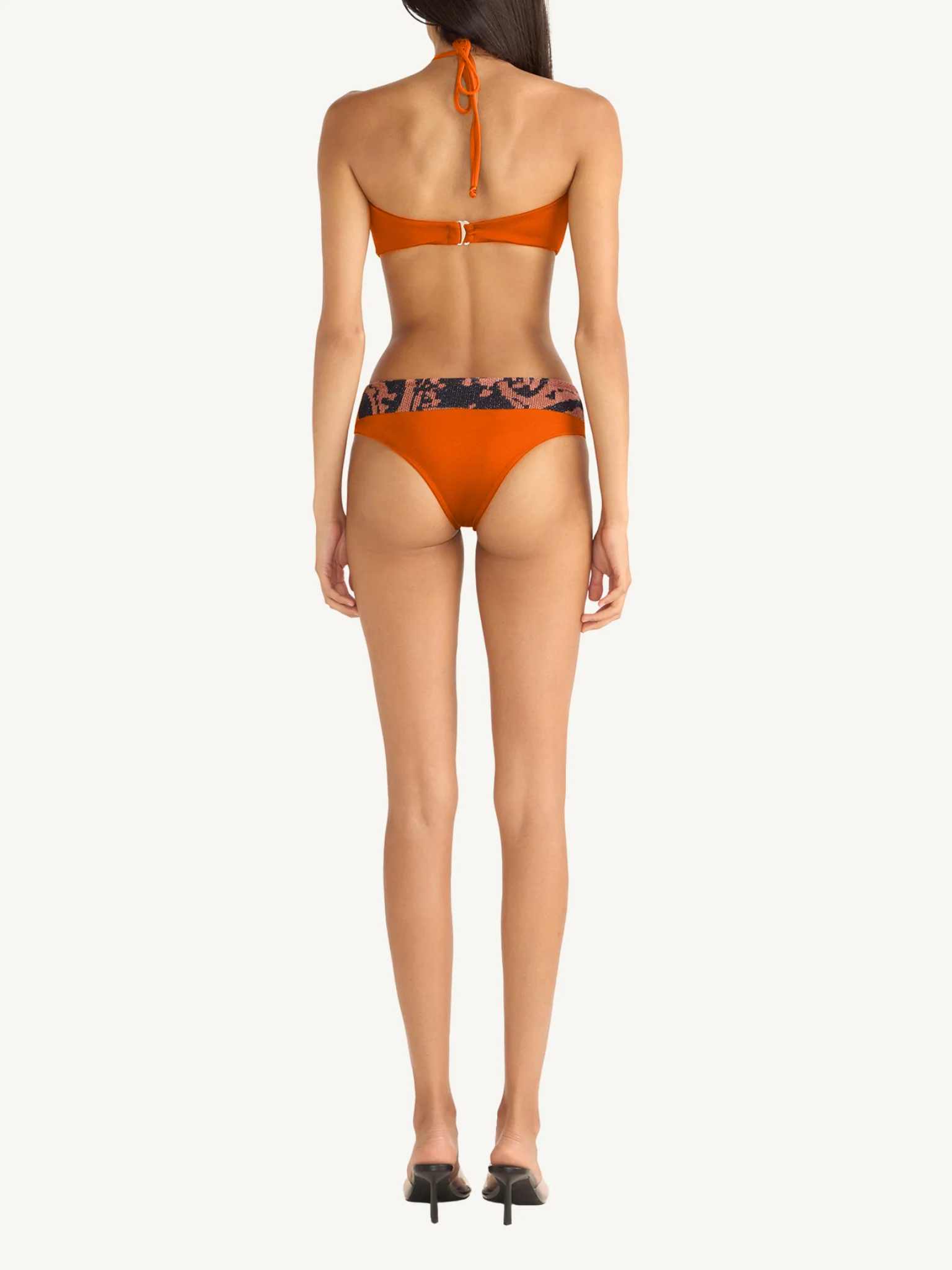 Lola Knitted Bikini Top - Burnt Orange/Black - Image 5