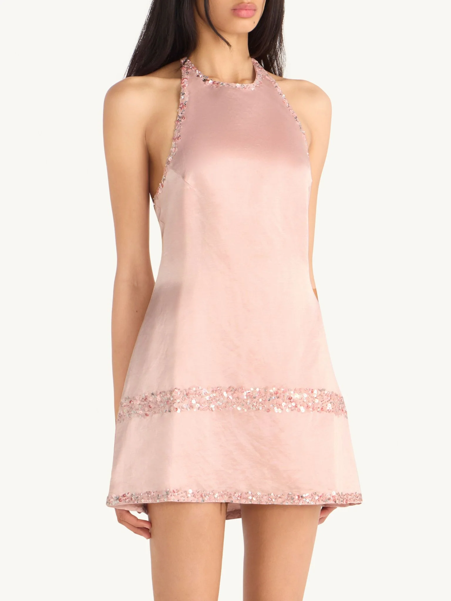 Marina Hand Beaded Mini Dress - Bon Bon Pink - Image 3