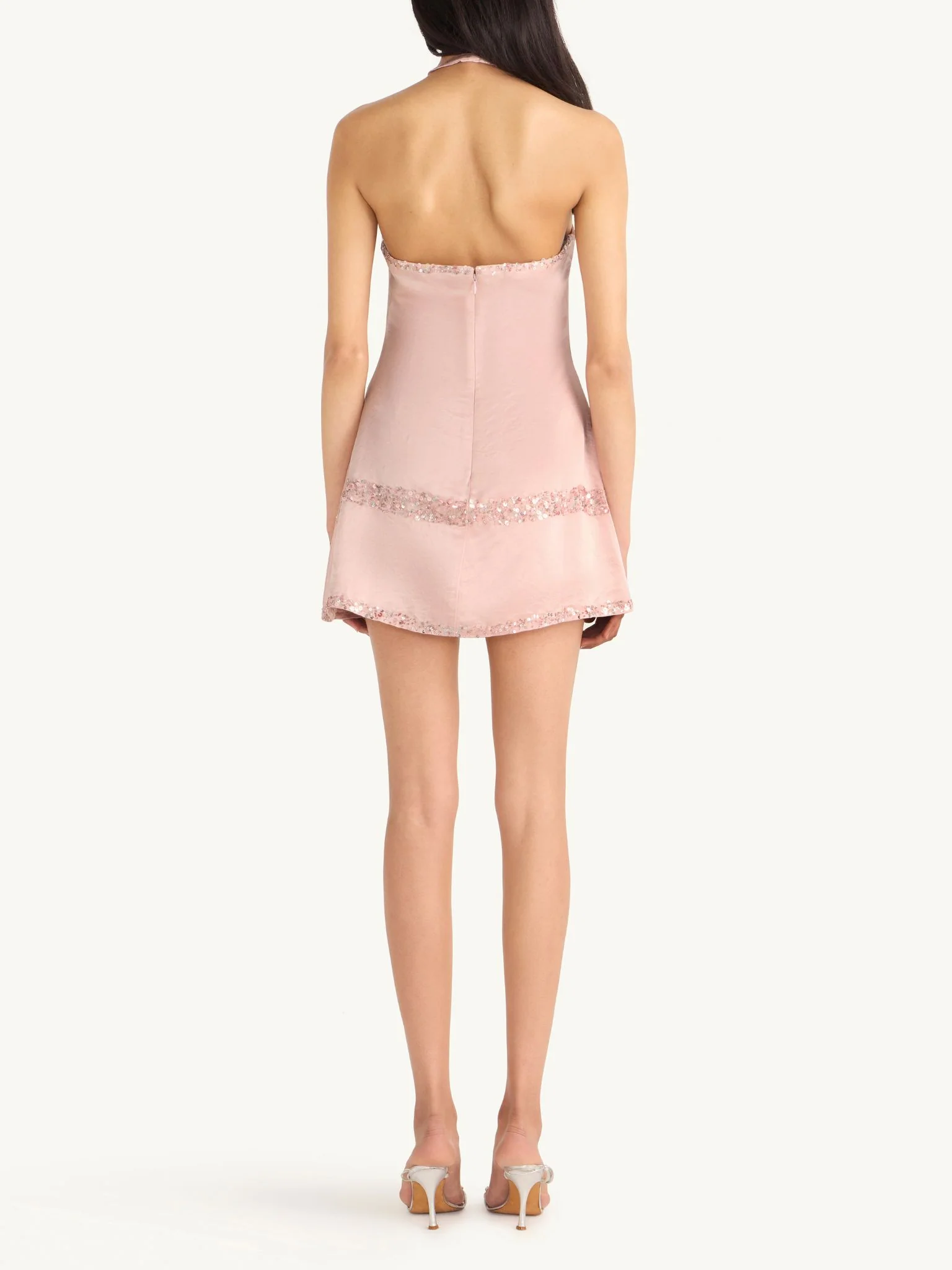 Marina Hand Beaded Mini Dress - Bon Bon Pink - Image 5