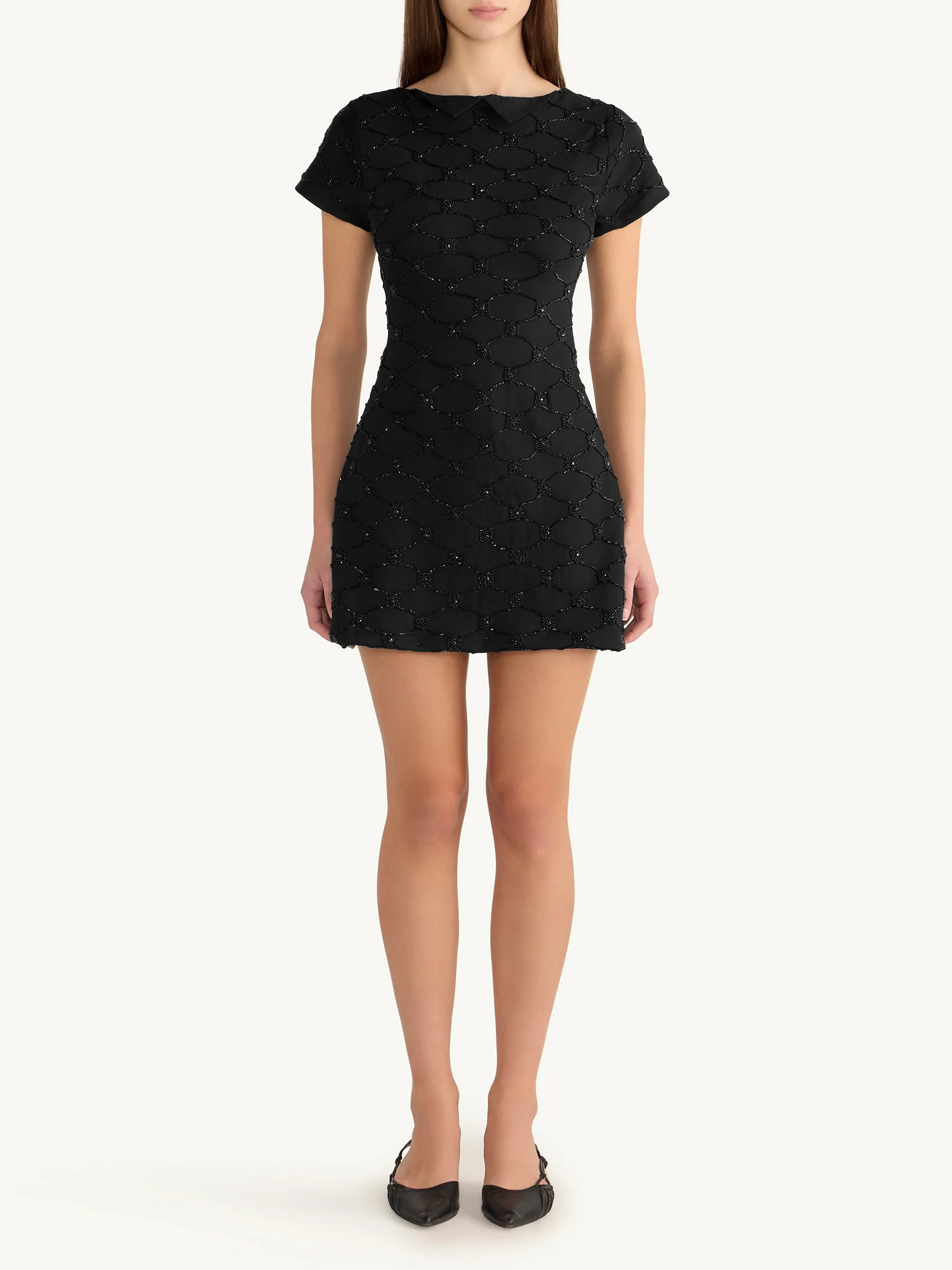 Mathilde Hand Beaded Mini Dress - Black - Image 3