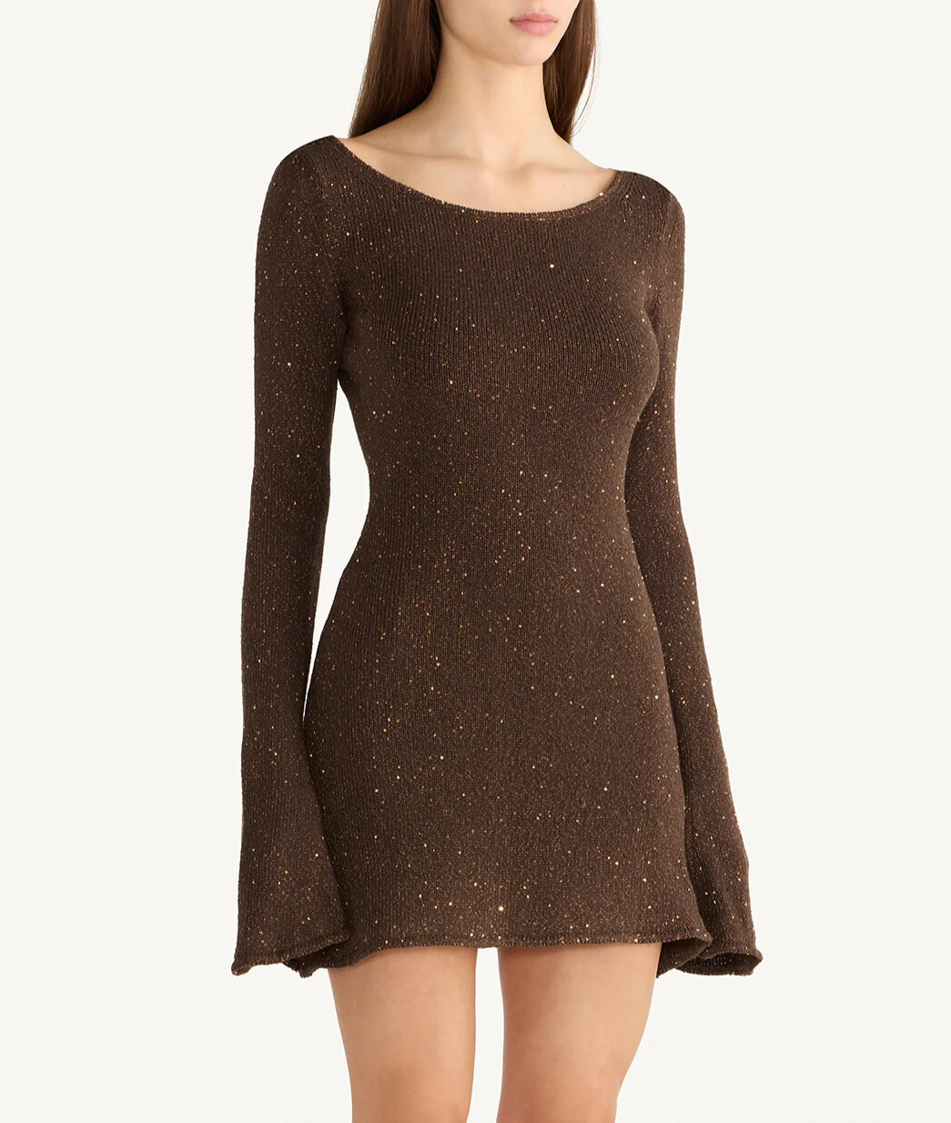 Maya Longsleeve Mini Dress - Dark Chocolate Sequin - Image 4