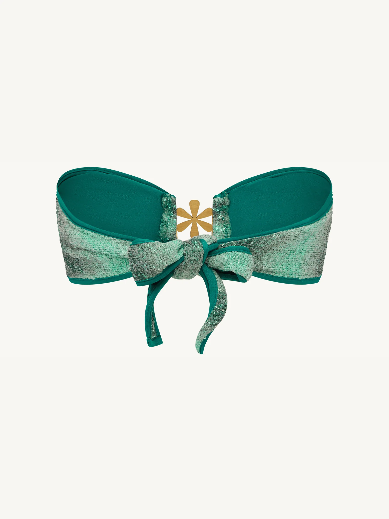 Mia Knitted Bikini Top - Palm Green Sequin - Image 3