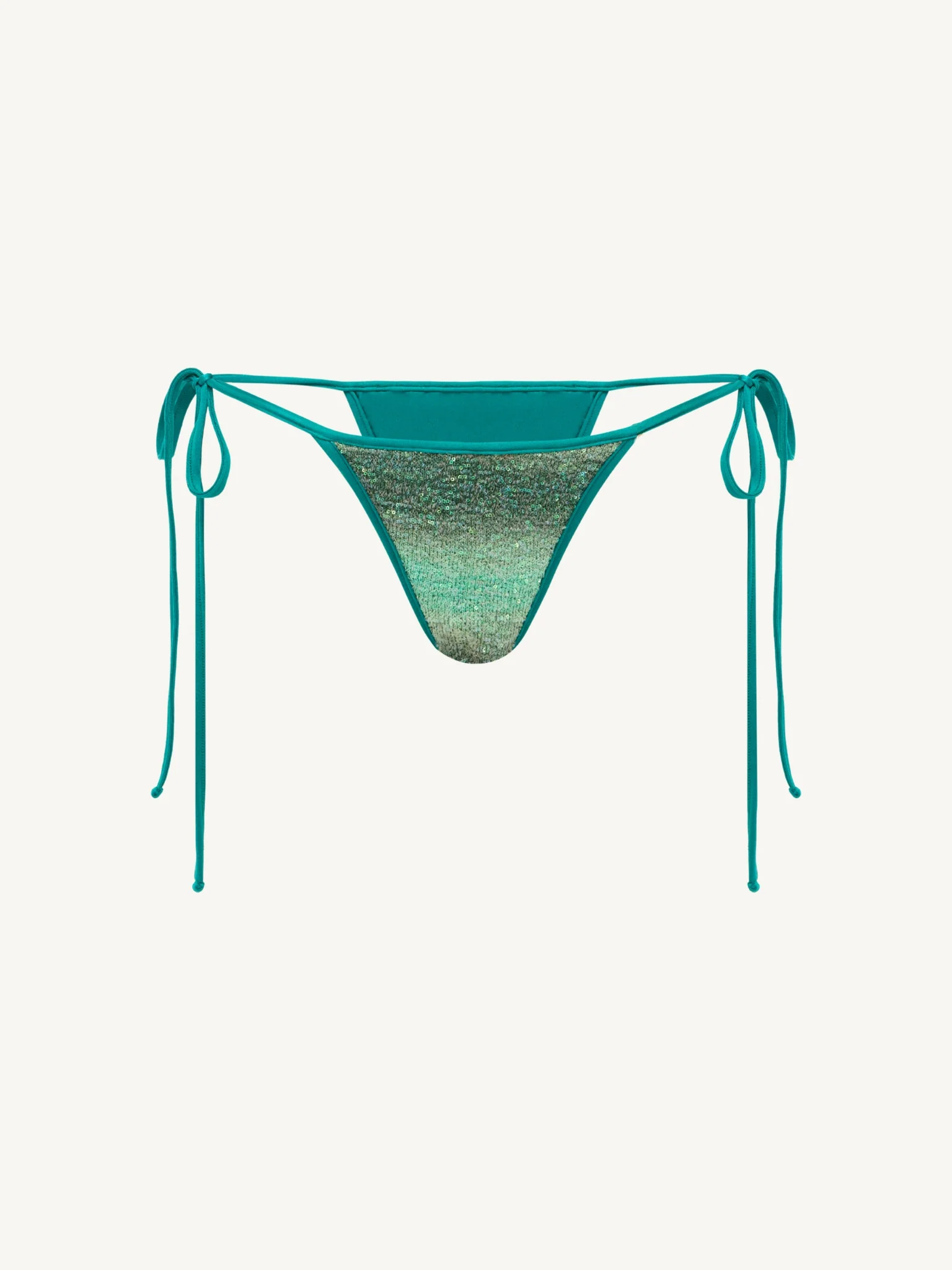 Mia Knitted Bikini Bottom - Palm Green Sequin