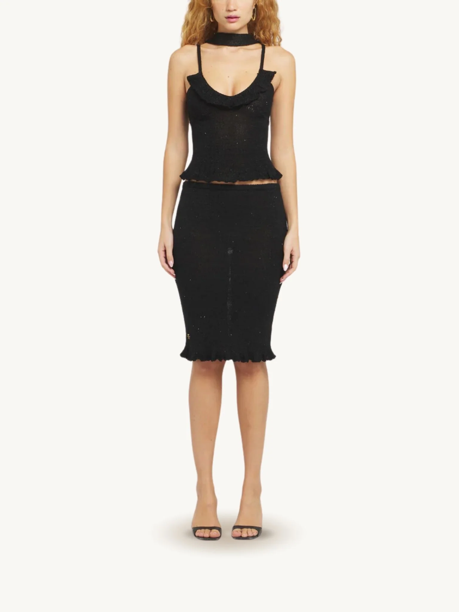 Michaela Midi Skirt - Black Sequin - Image 3