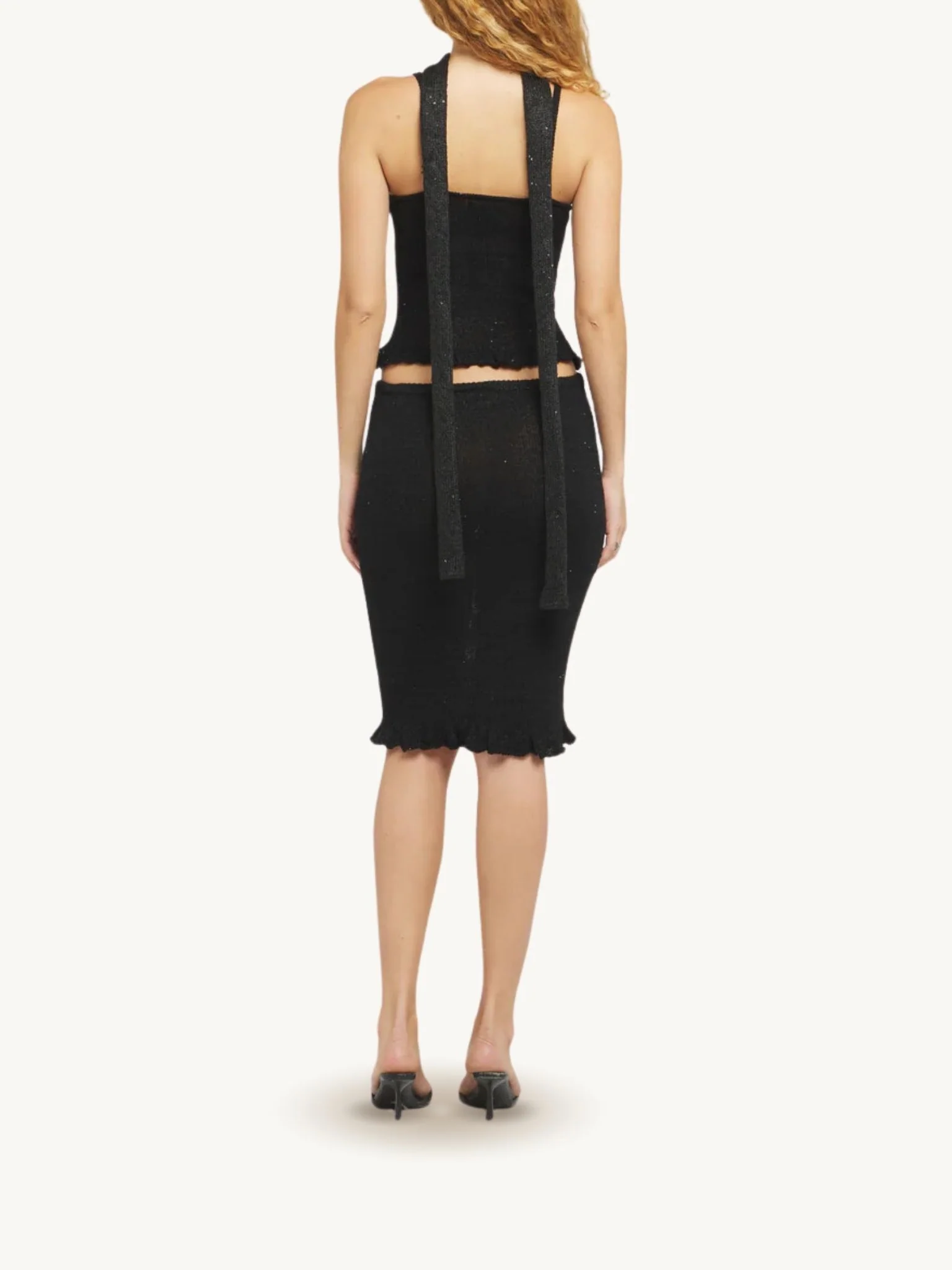 Michaela Midi Skirt - Black Sequin - Image 4