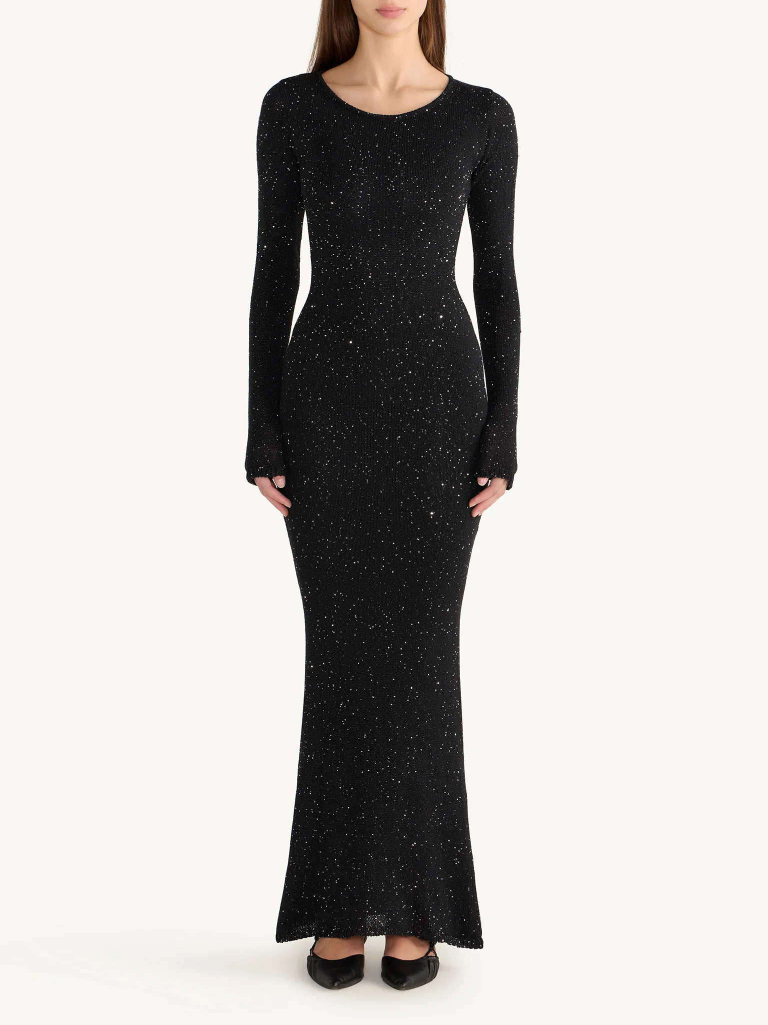 Natalia Longsleeve Dress - Black/Silver Sequin - Image 3