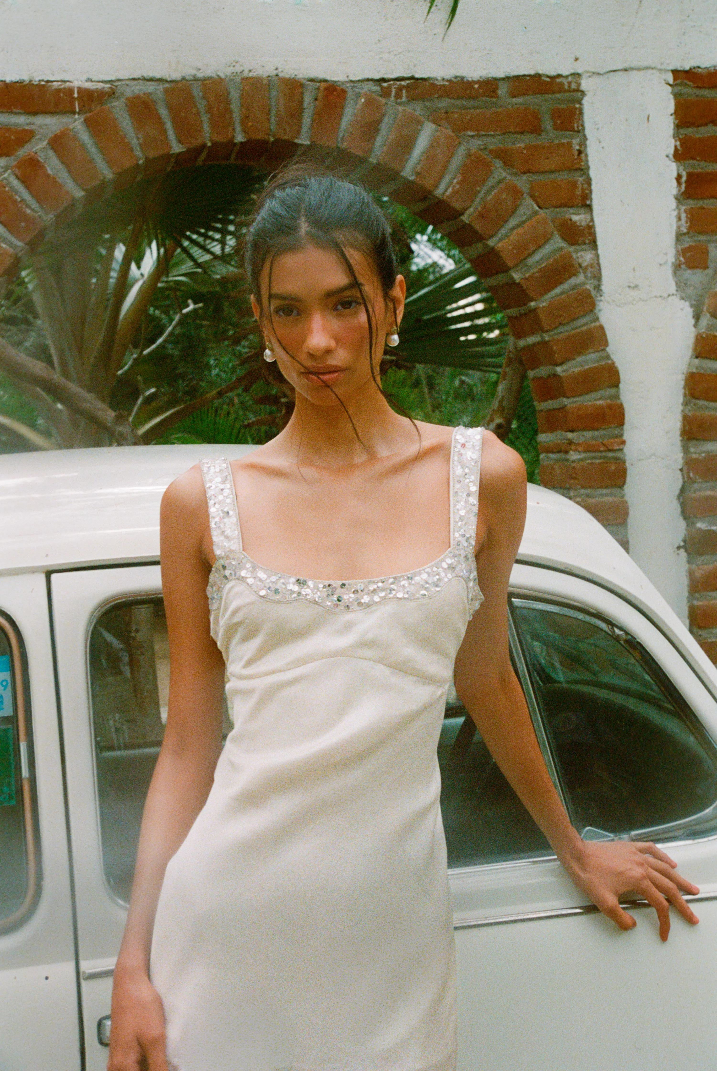 Nikolina Hand Beaded Mini Dress - Salt - Image 6