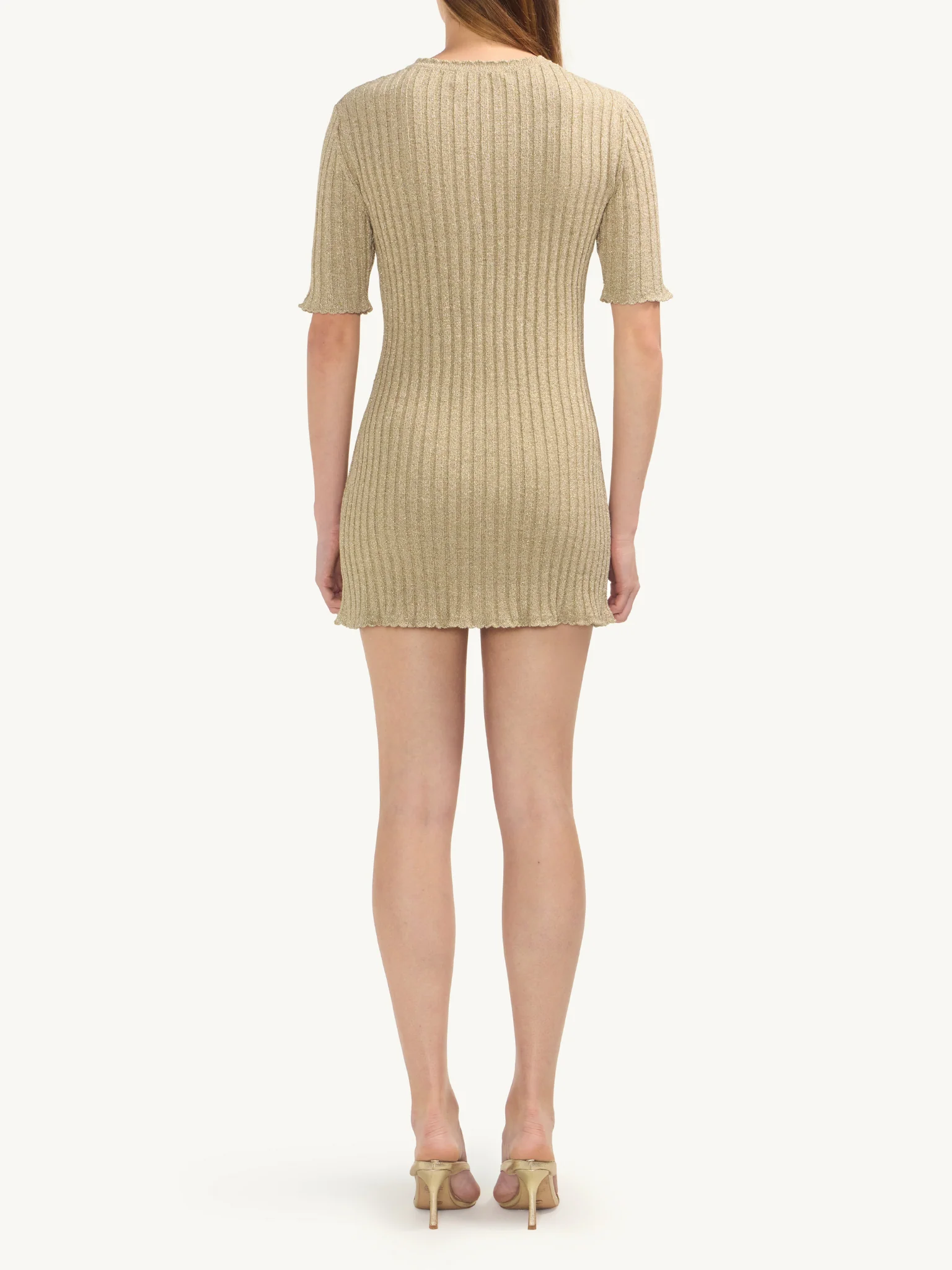 Sabina Halfsleeve Mini Dress - Golden Olive Shimmer - Image 4