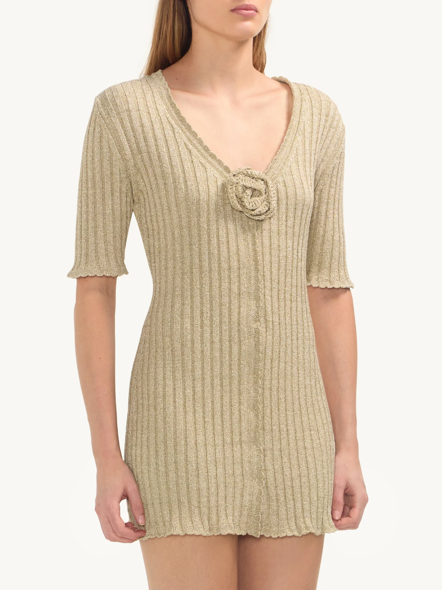 Sabina Halfsleeve Mini Dress - Golden Olive Shimmer - Image 5