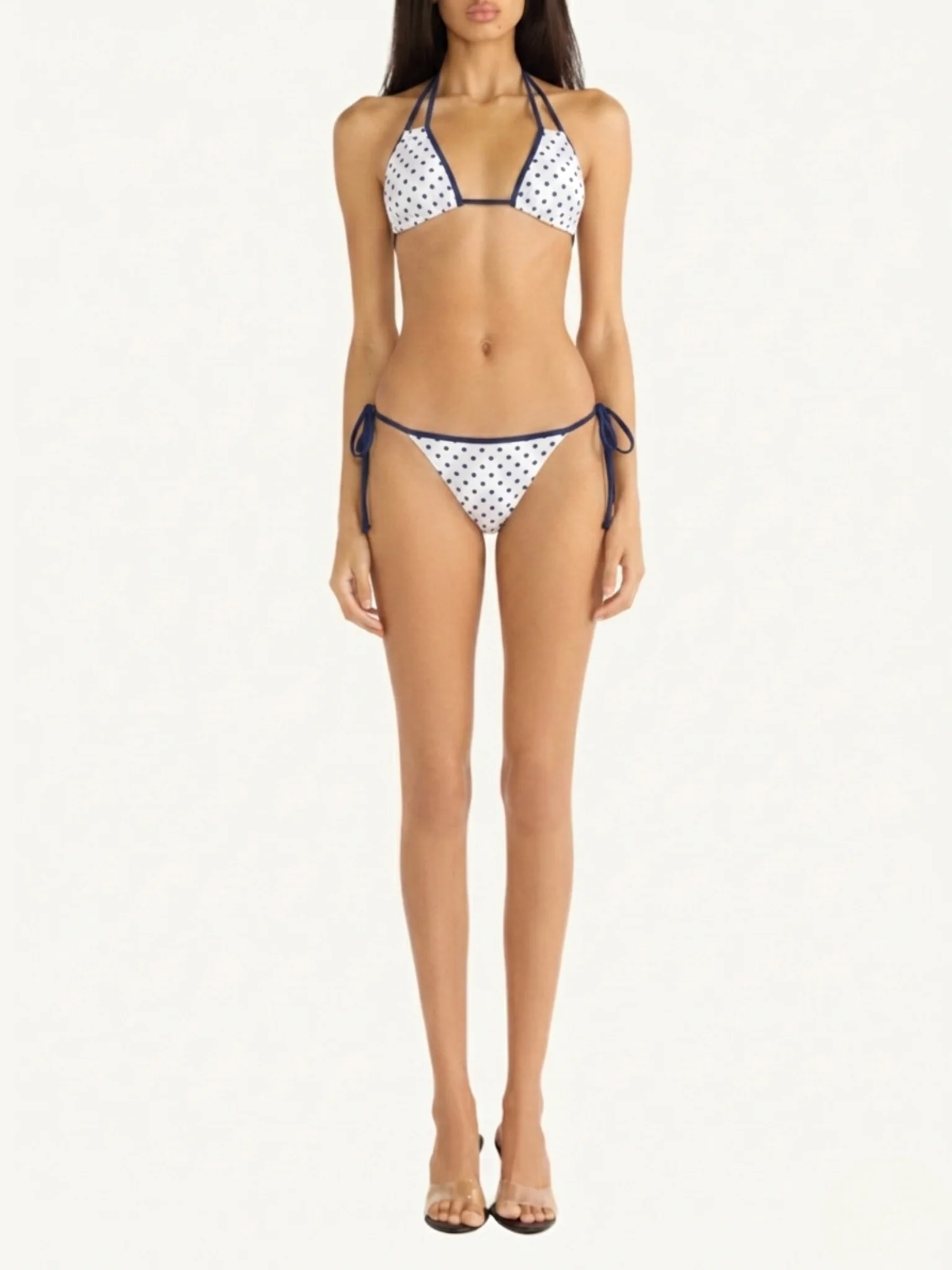 Mia Bikini Bottom - Navy Polka - Image 3