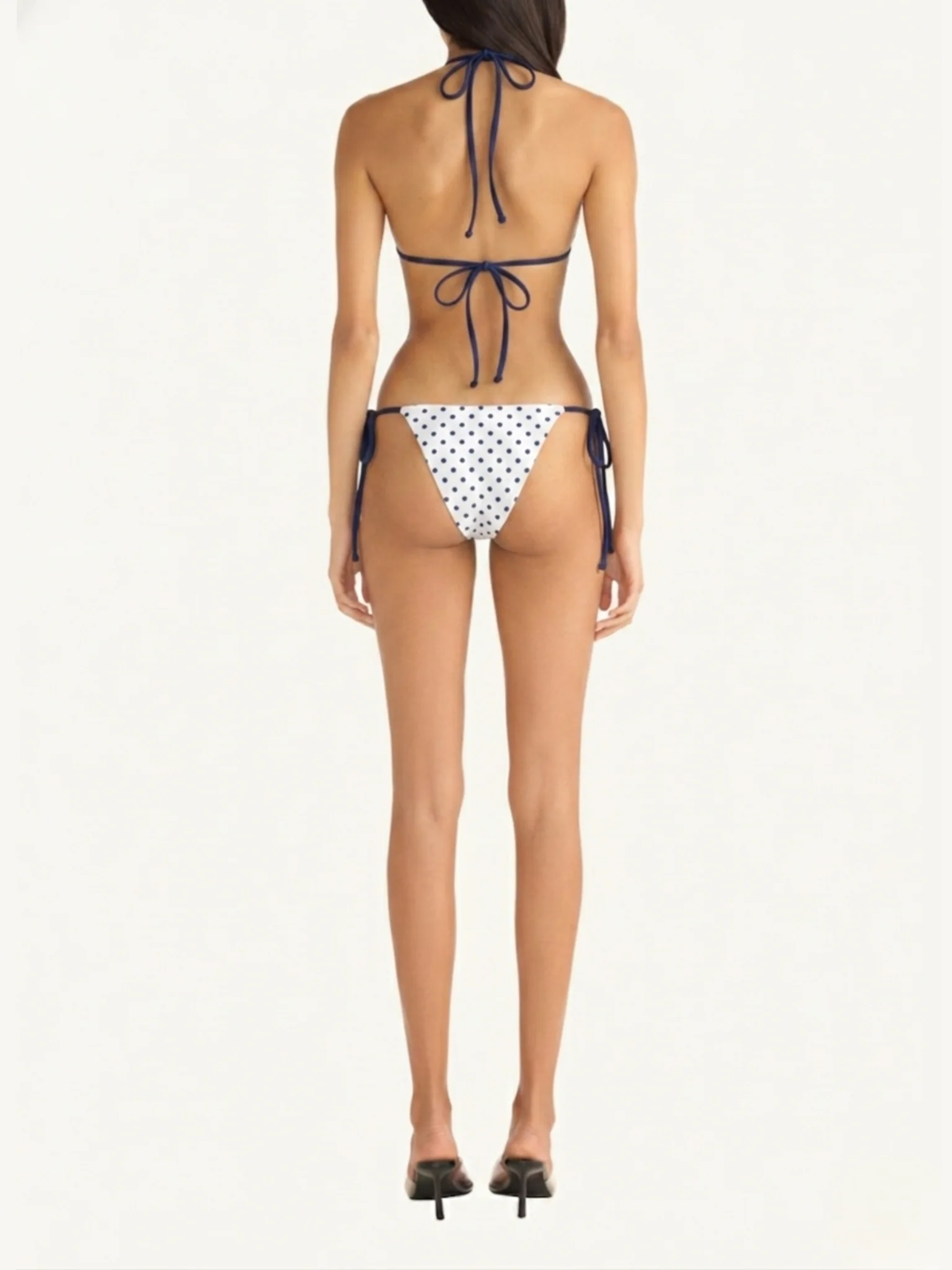Mia Bikini Bottom - Navy Polka - Image 4