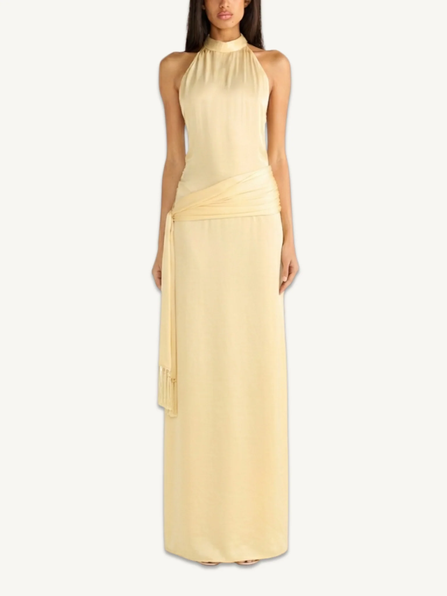 Stella Hand Beaded Dress - Lemon - Image 3