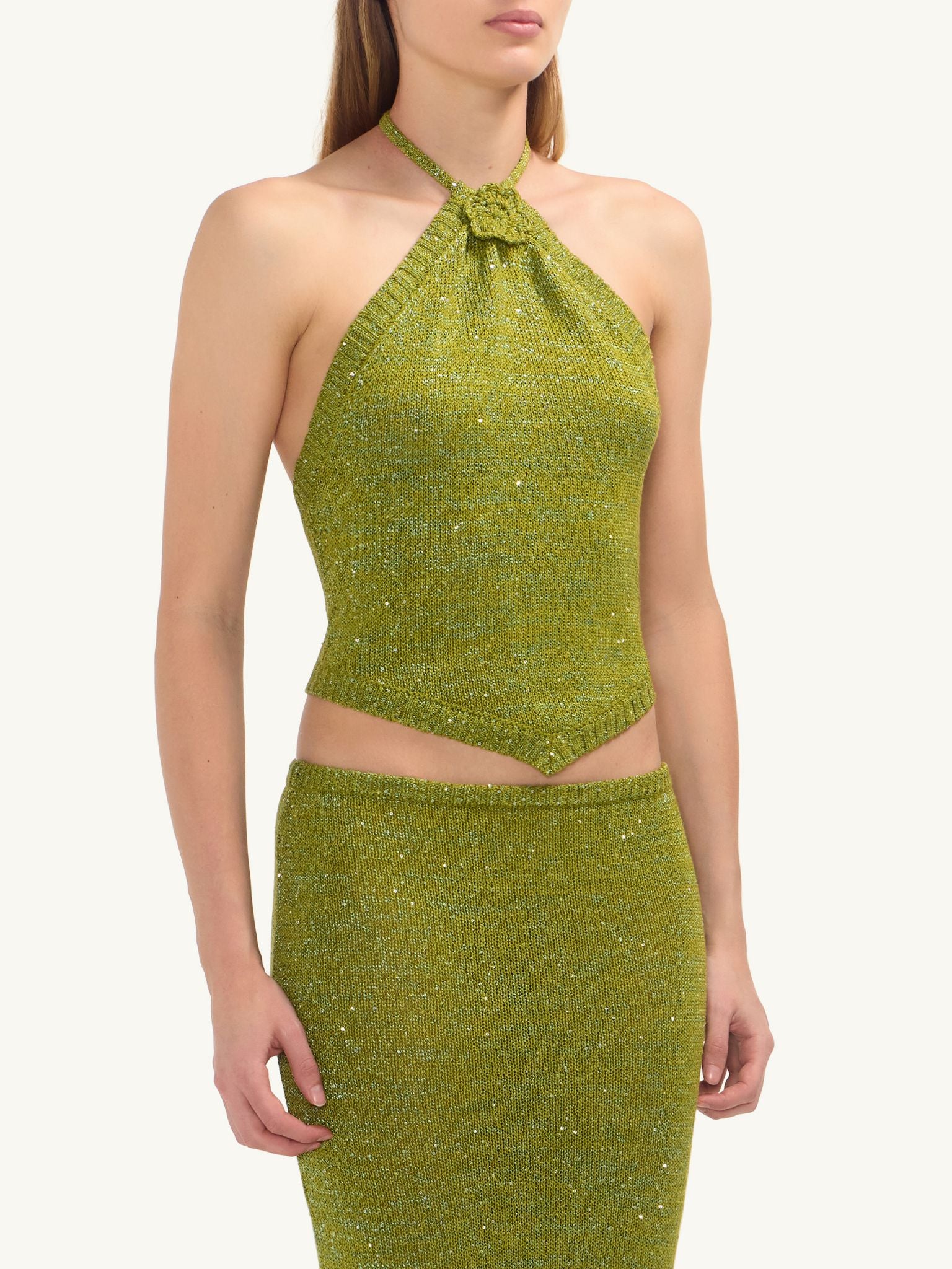 Teresa Scarf Top - Olive Oil Sequin - Image 5