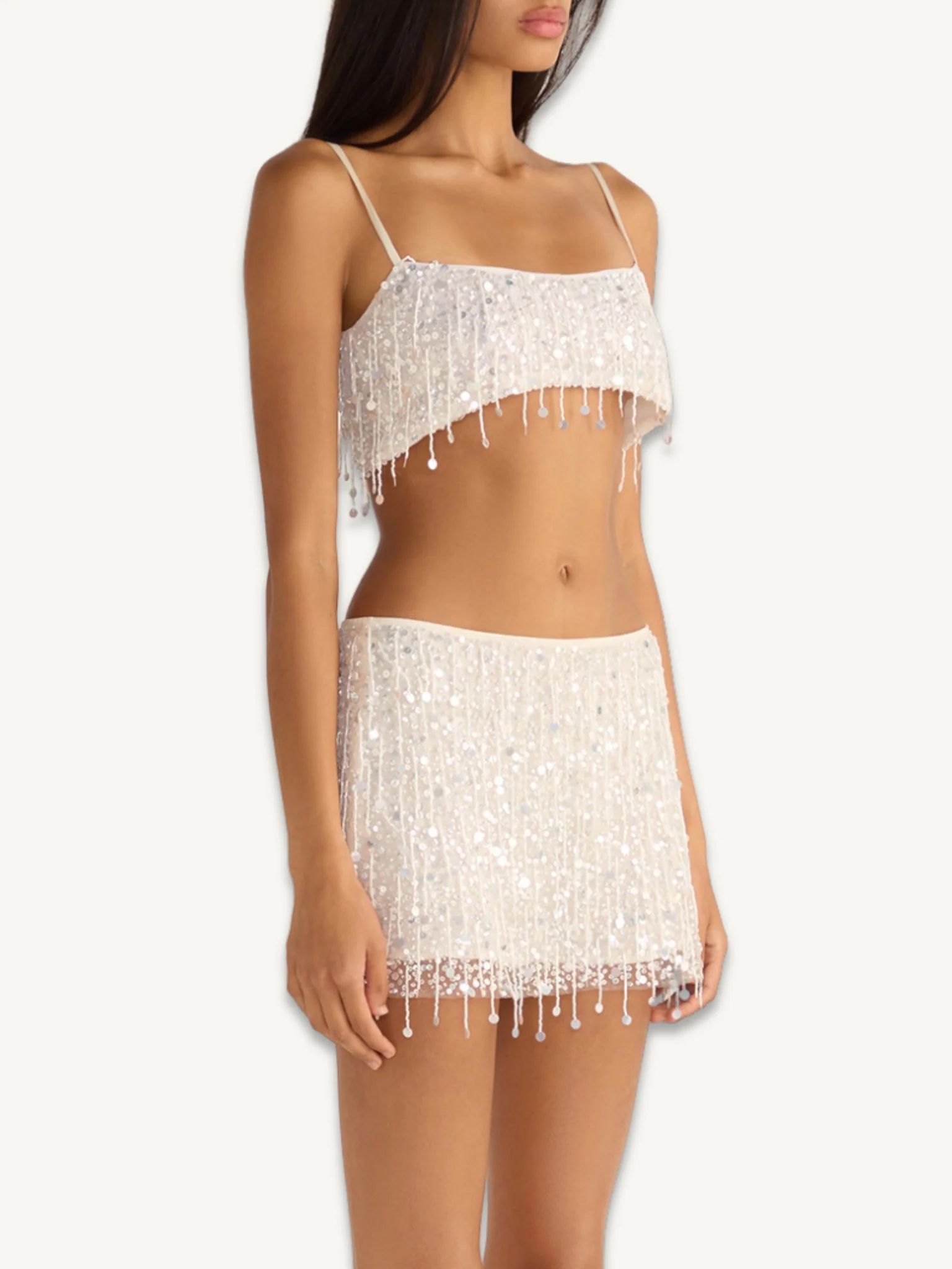 Yasmin Hand Beaded Bralette - Salt - Image 4