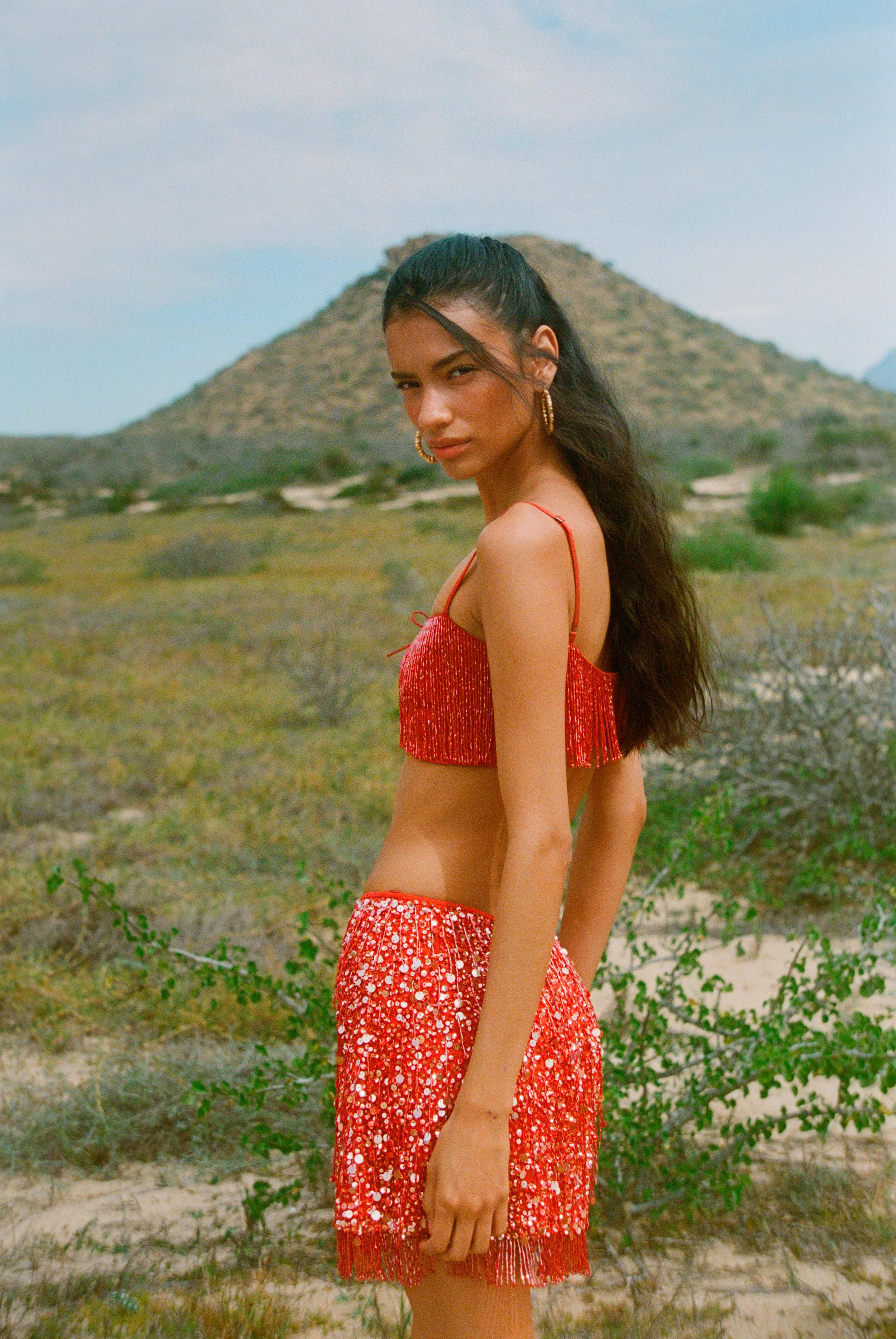 Yasmin Hand Beaded Fringe Bralette - Dusk - Image 5