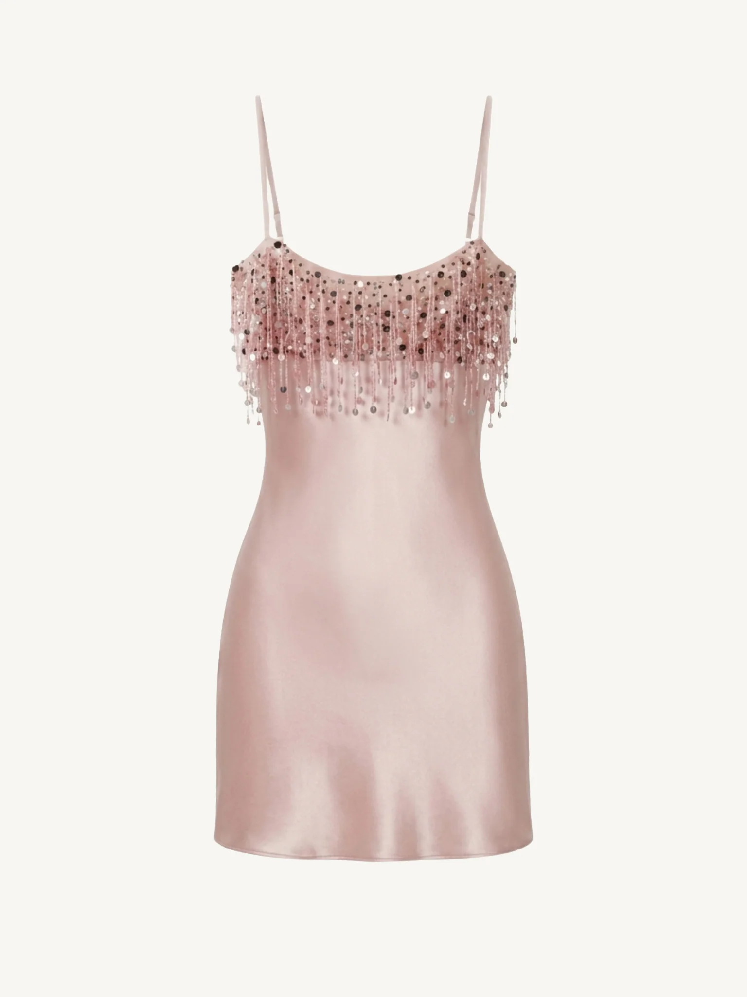 Yasmin Hand Beaded Mini Dress - Blush Pink