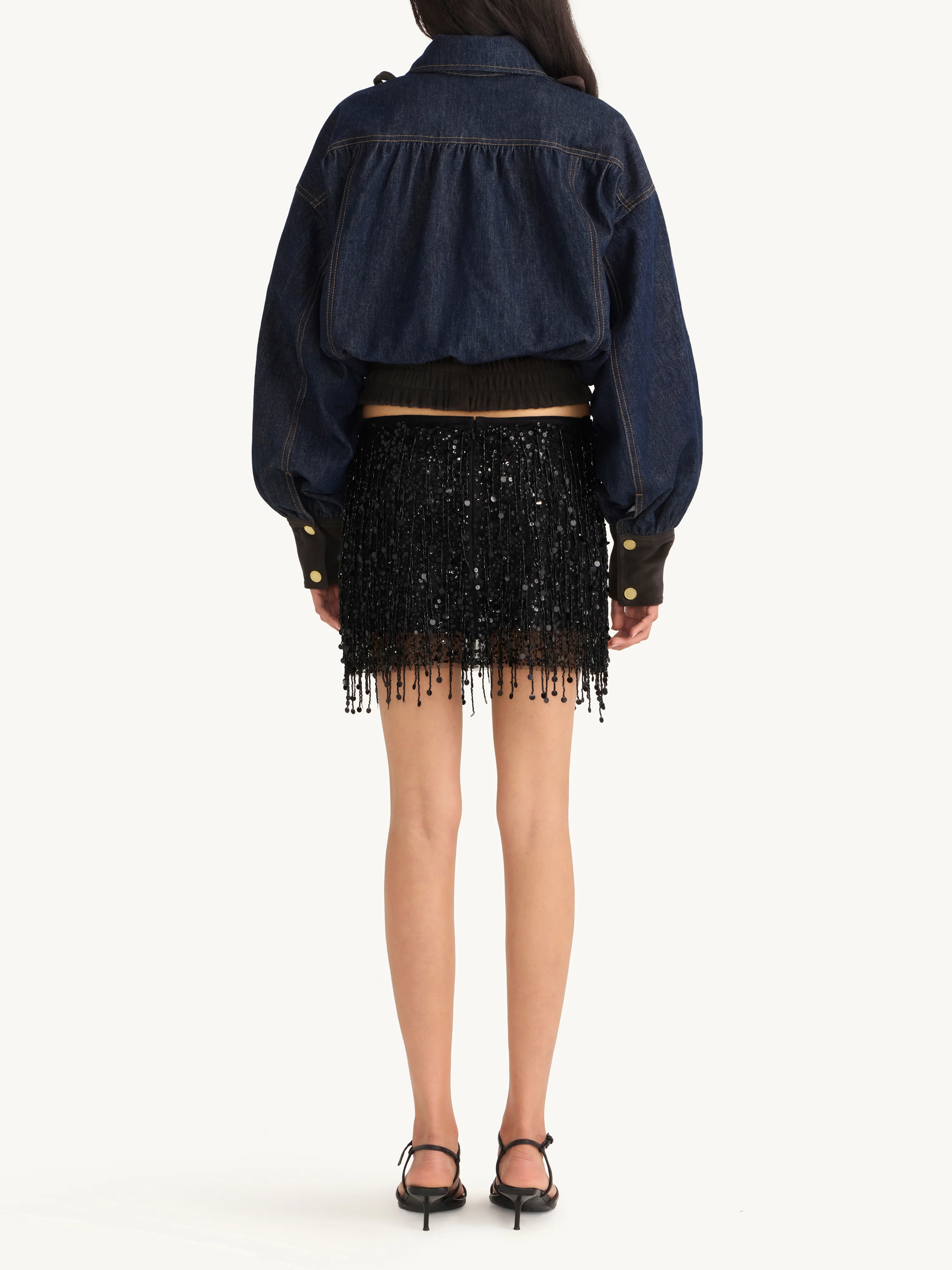 Yasmin Hand Beaded Mini Skirt - Midnight Black - Image 5