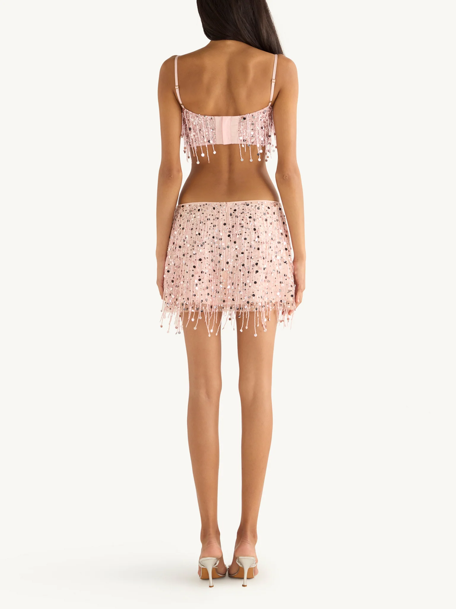 Yasmin Hand Beaded Mini Skirt - Blush Pink - Image 5